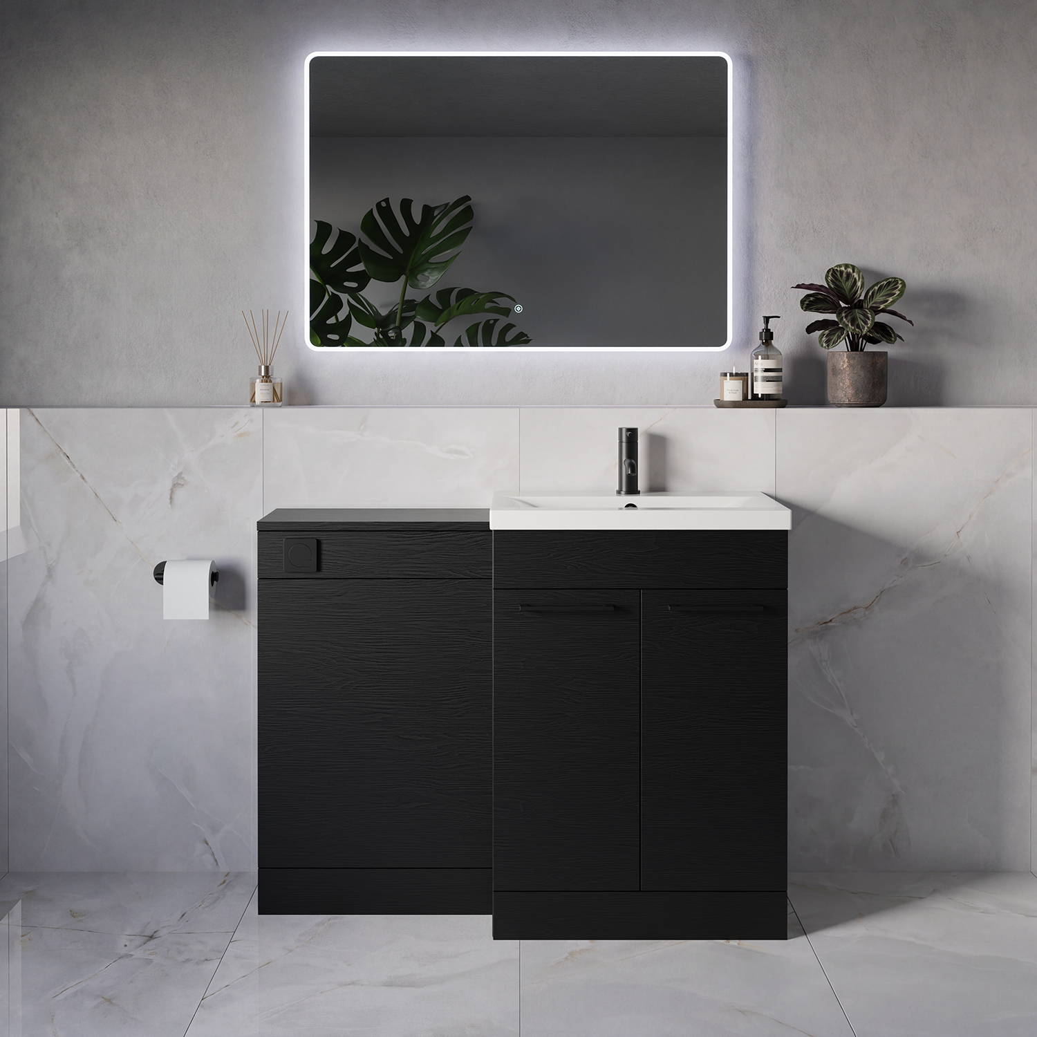 Napoli 390 2 Door Vanity Unit Toilet Suite with Glide Basin
