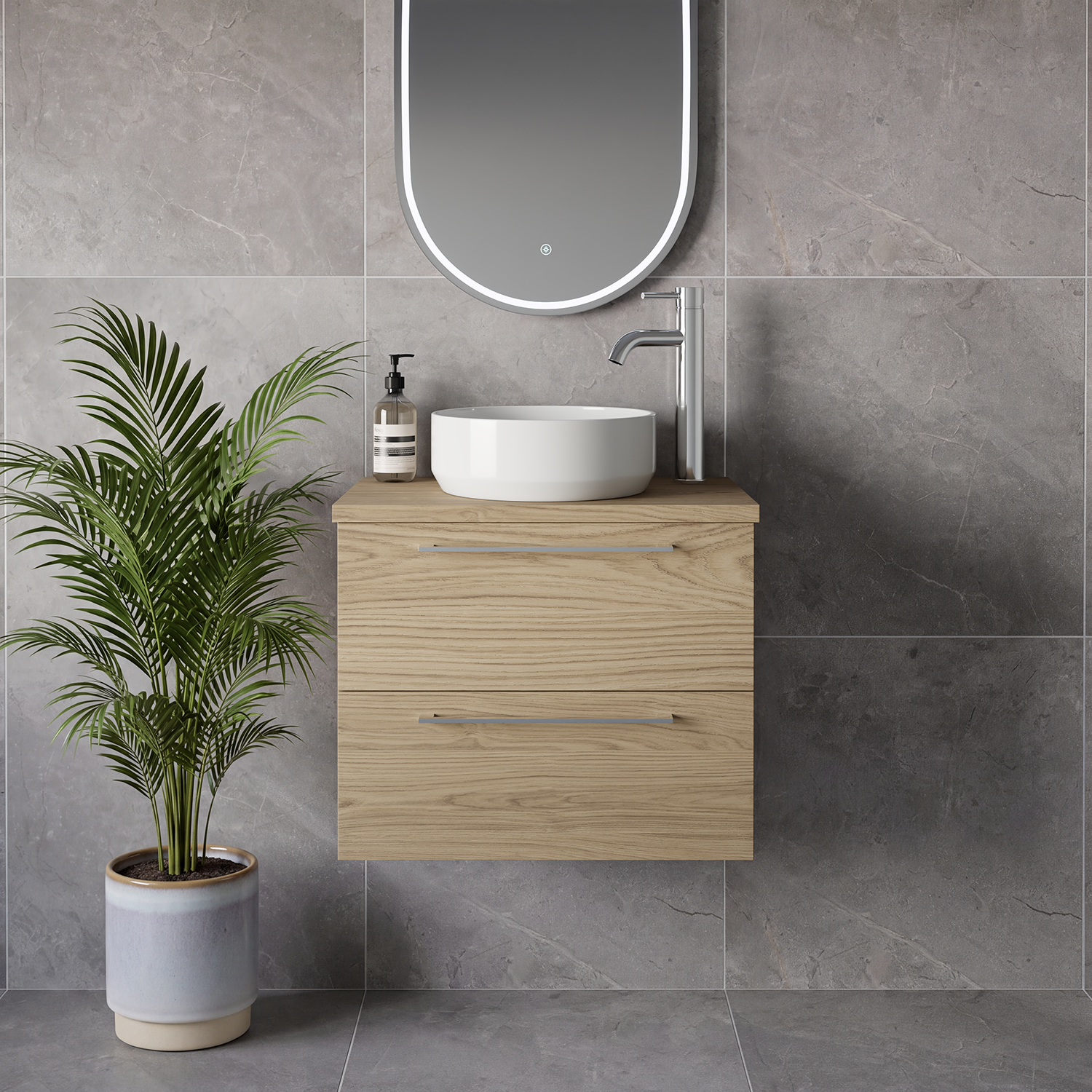 Napoli 390 Wall Mounted 2 Drawer Vanity Unit for Countertop Basins