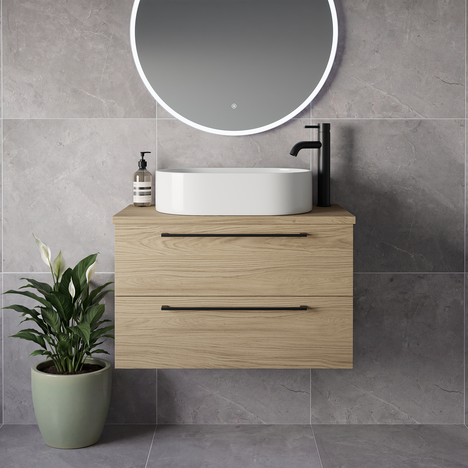 Napoli 390 Wall Mounted 2 Drawer Vanity Unit for Countertop Basins