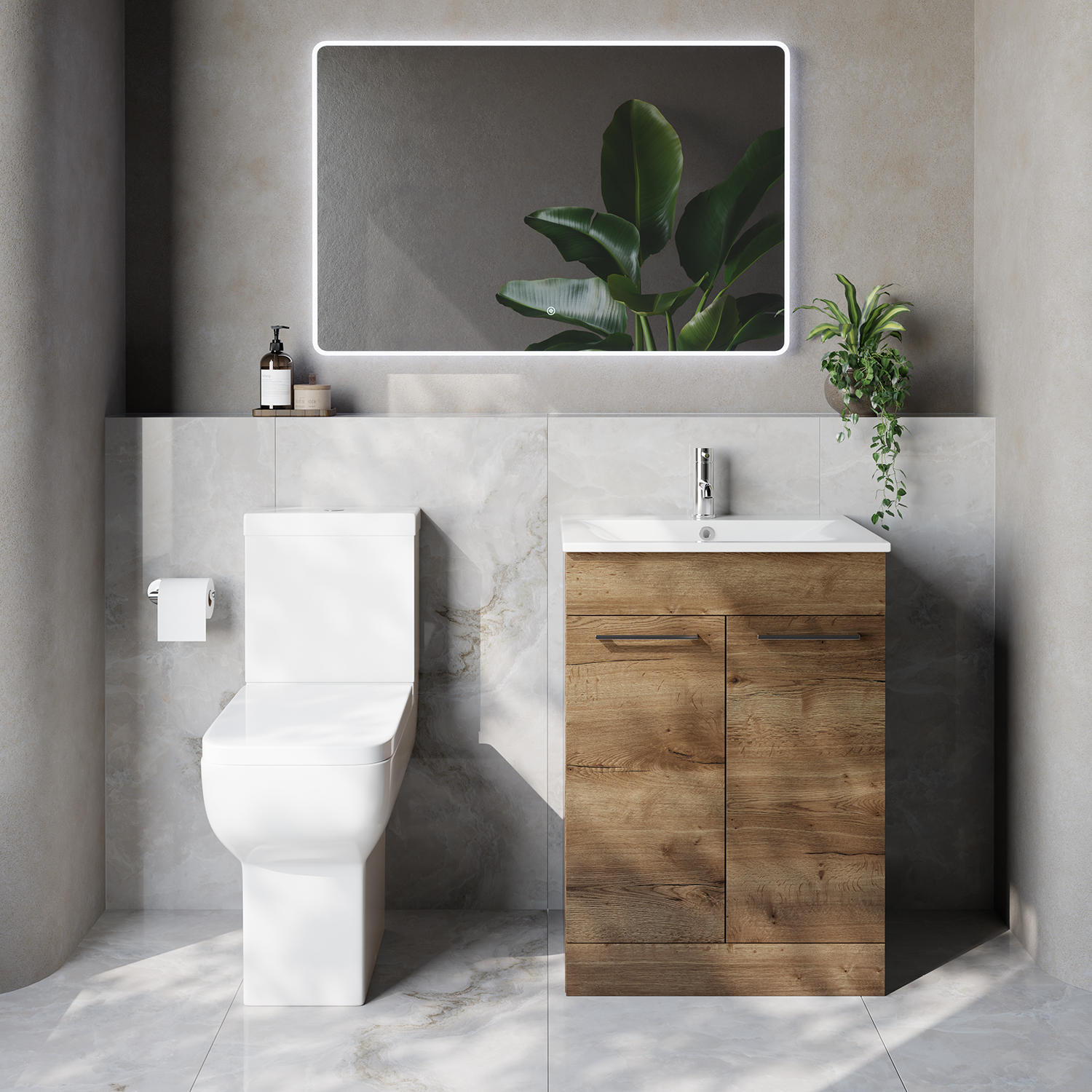 Napoli 460 2 Door Vanity Unit and Tacoma Comfort Height Toilet Suite with Angel Basin