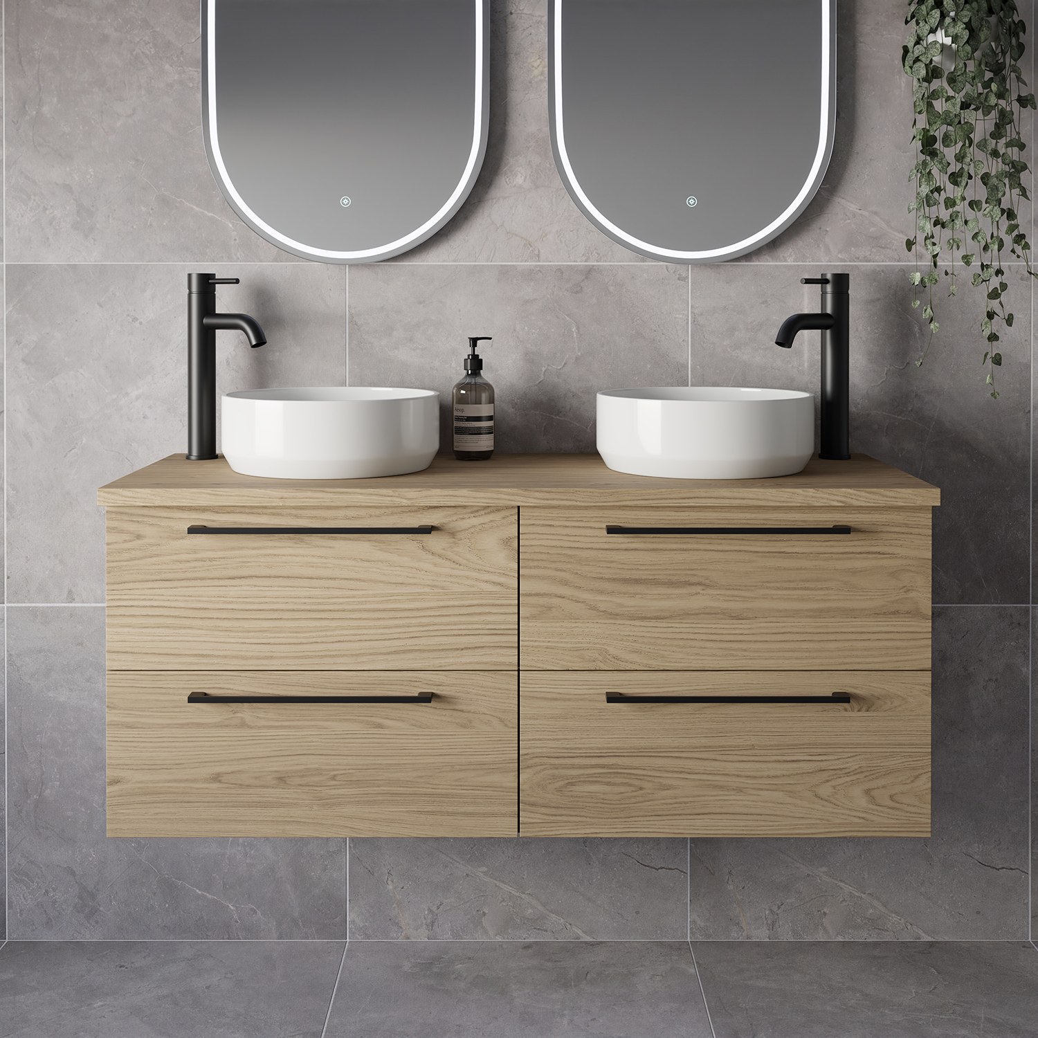 Napoli 460 Wall Mounted 4 Drawer Vanity Unit for Countertop Basins