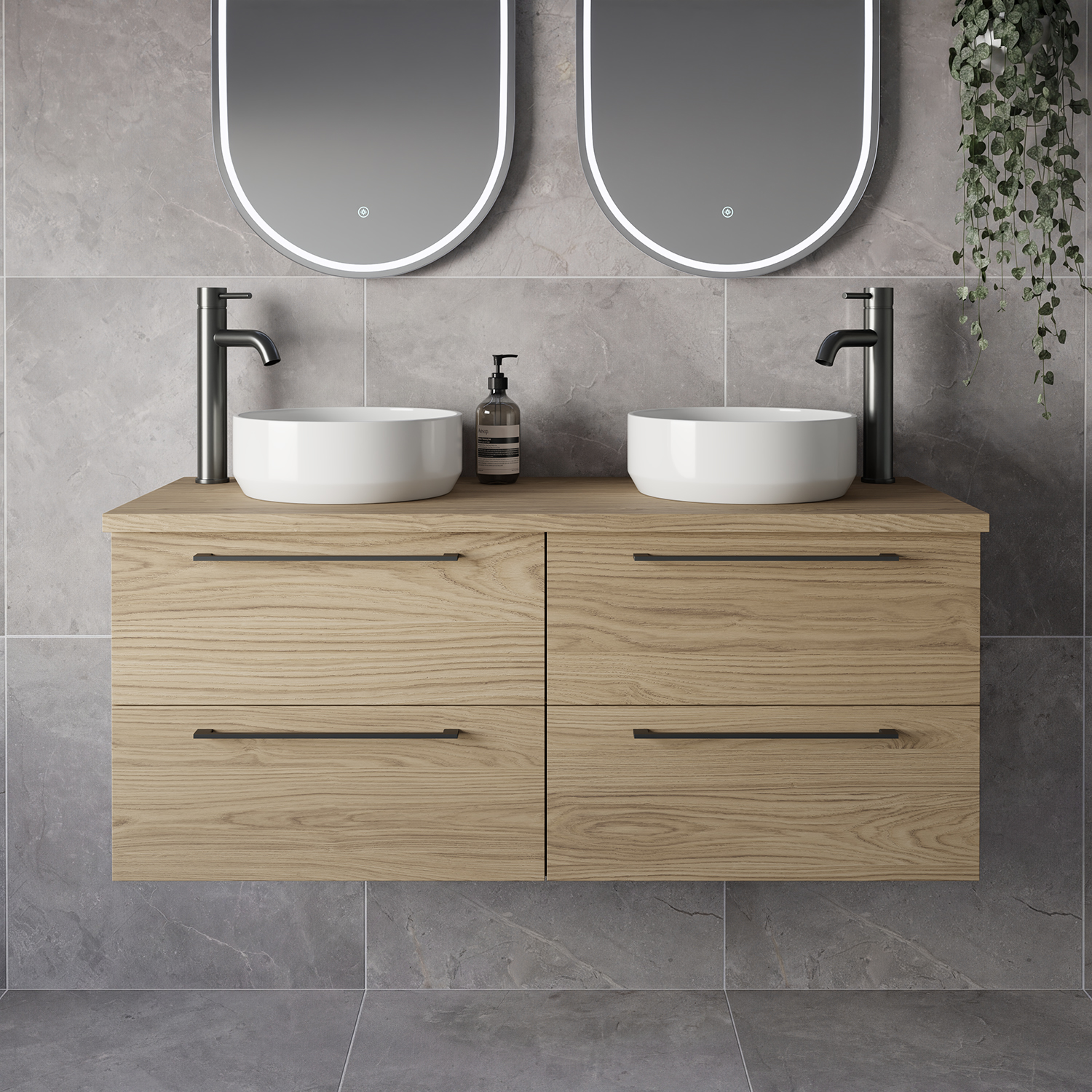 Napoli 460 Wall Mounted 4 Drawer Vanity Unit for Countertop Basins