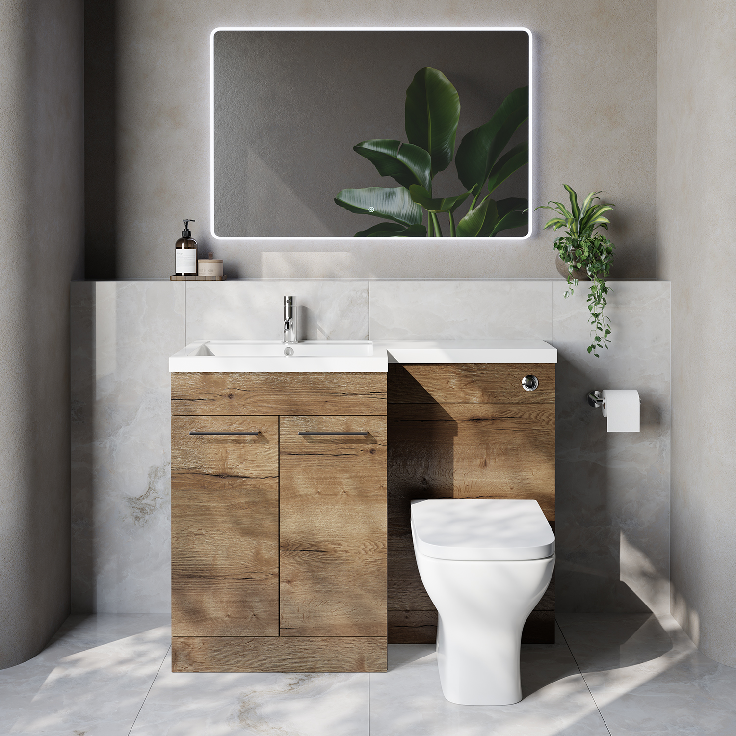 Napoli 460 2 Door Vanity Unit Toilet Suite with Left Hand Square Lucia Basin