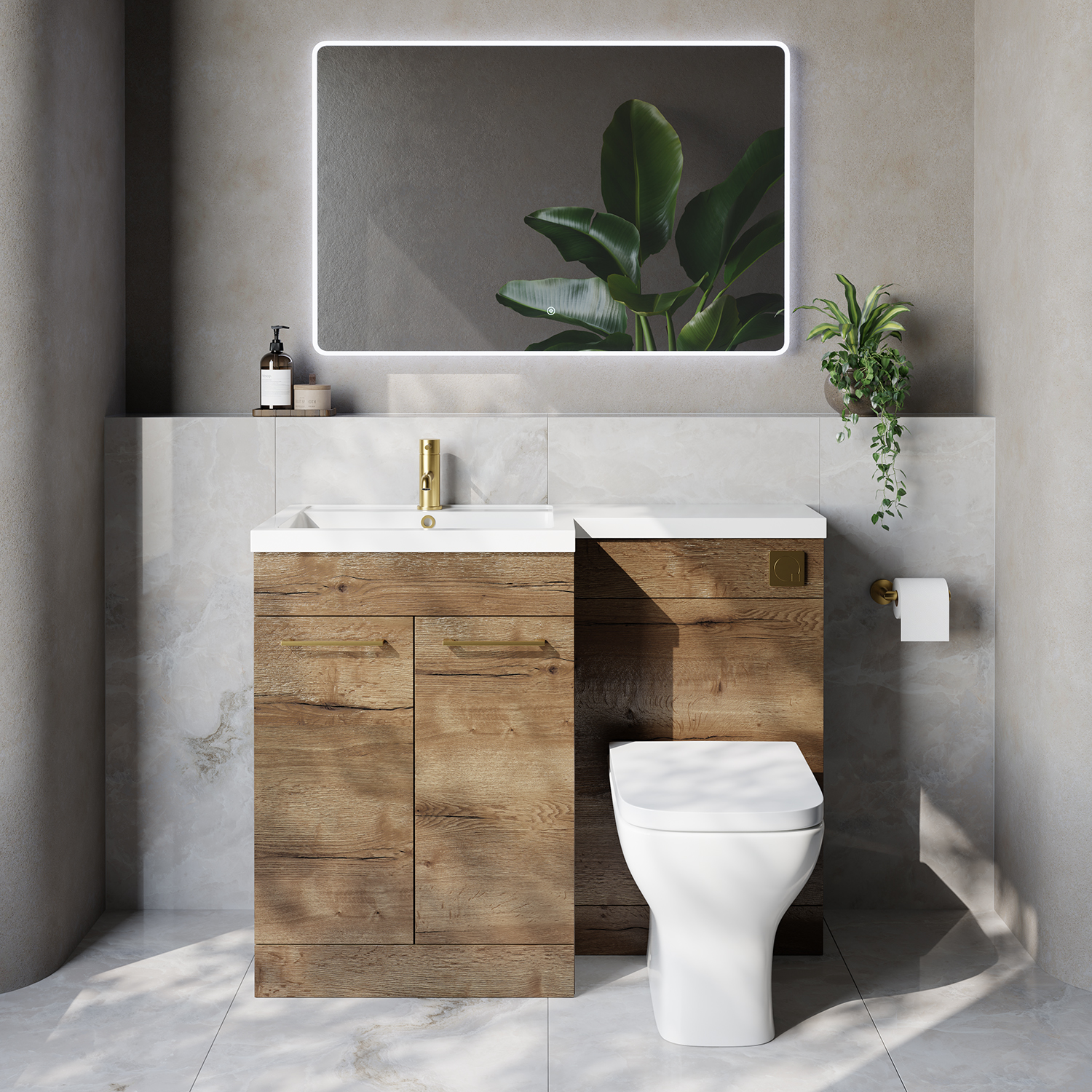 Napoli 460 2 Door Vanity Unit Toilet Suite with Left Hand Square Lucia Basin