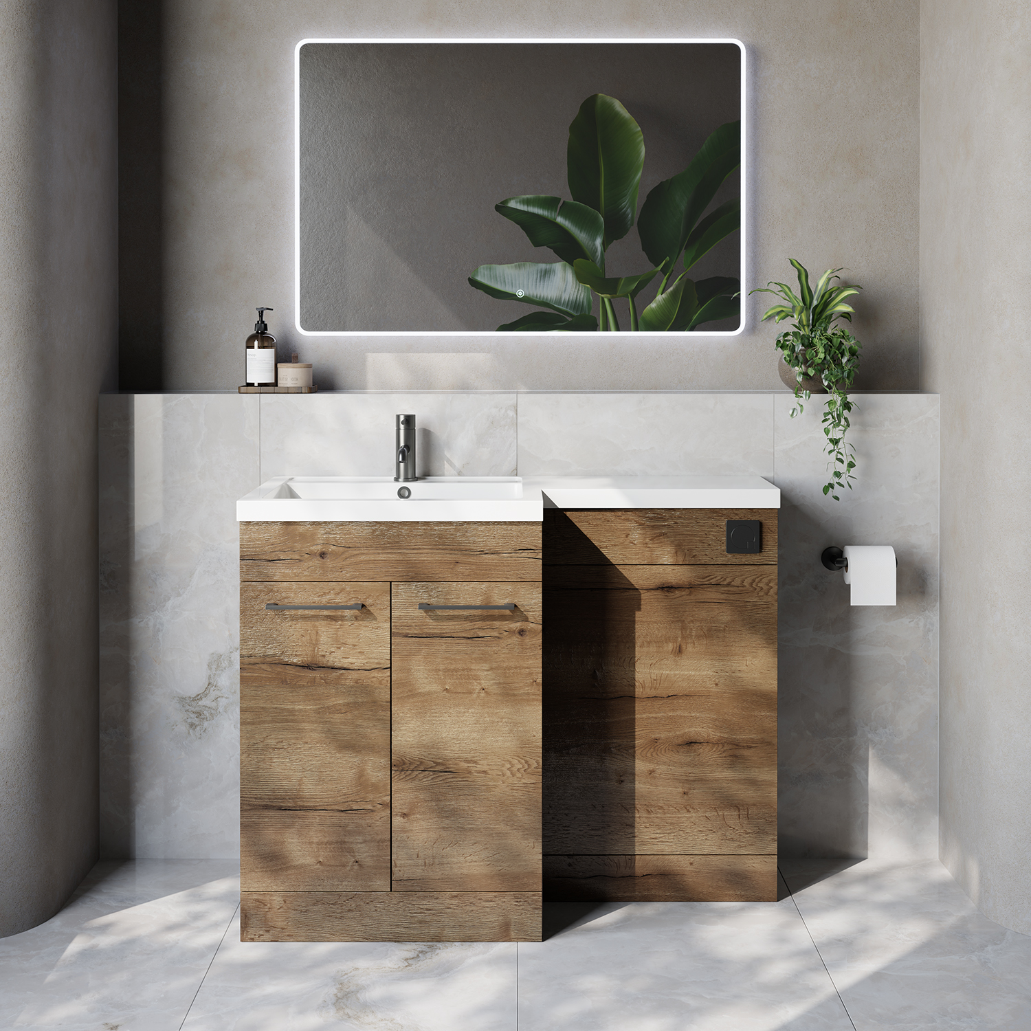 Napoli 460 2 Door Vanity Unit Toilet Suite with Left Hand Square Lucia Basin