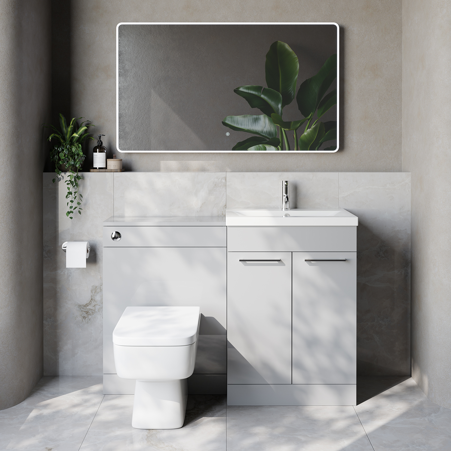 Napoli 390 Cento 2 Door Vanity Unit Toilet Suite with Glide Basin