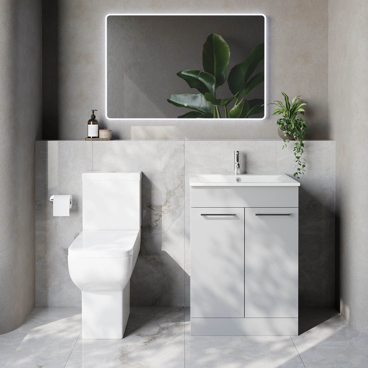 Napoli 460 2 Door Vanity Unit and Tacoma Comfort Height Toilet Suite with Angel Basin