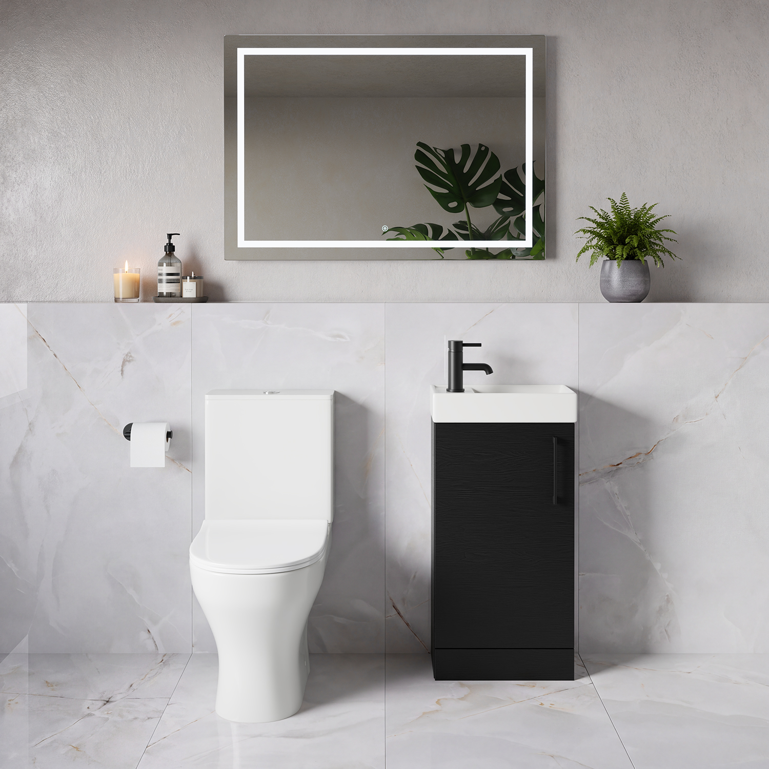 Napoli Cube Single Door Vanity Unit and Jubilee Toilet Suite with Align Basin