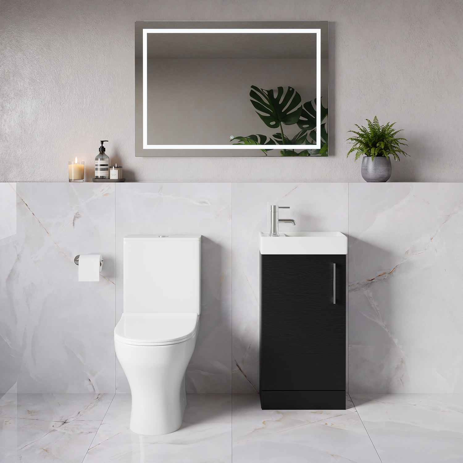 Napoli Cube Single Door Vanity Unit and Jubilee Toilet Suite with Align Basin