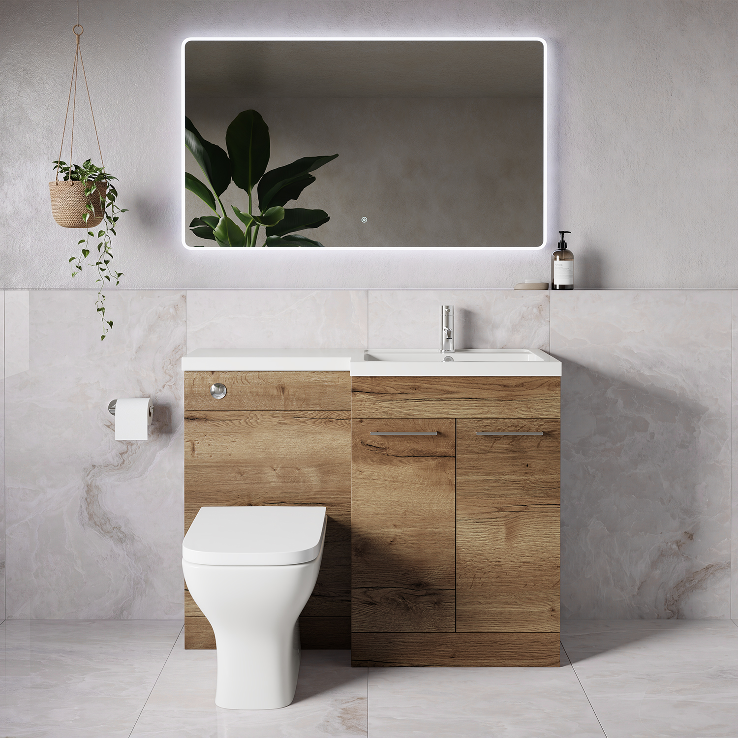 Napoli 390 2 Door Vanity Unit Toilet Suite with Square Right Hand Lucia Basin