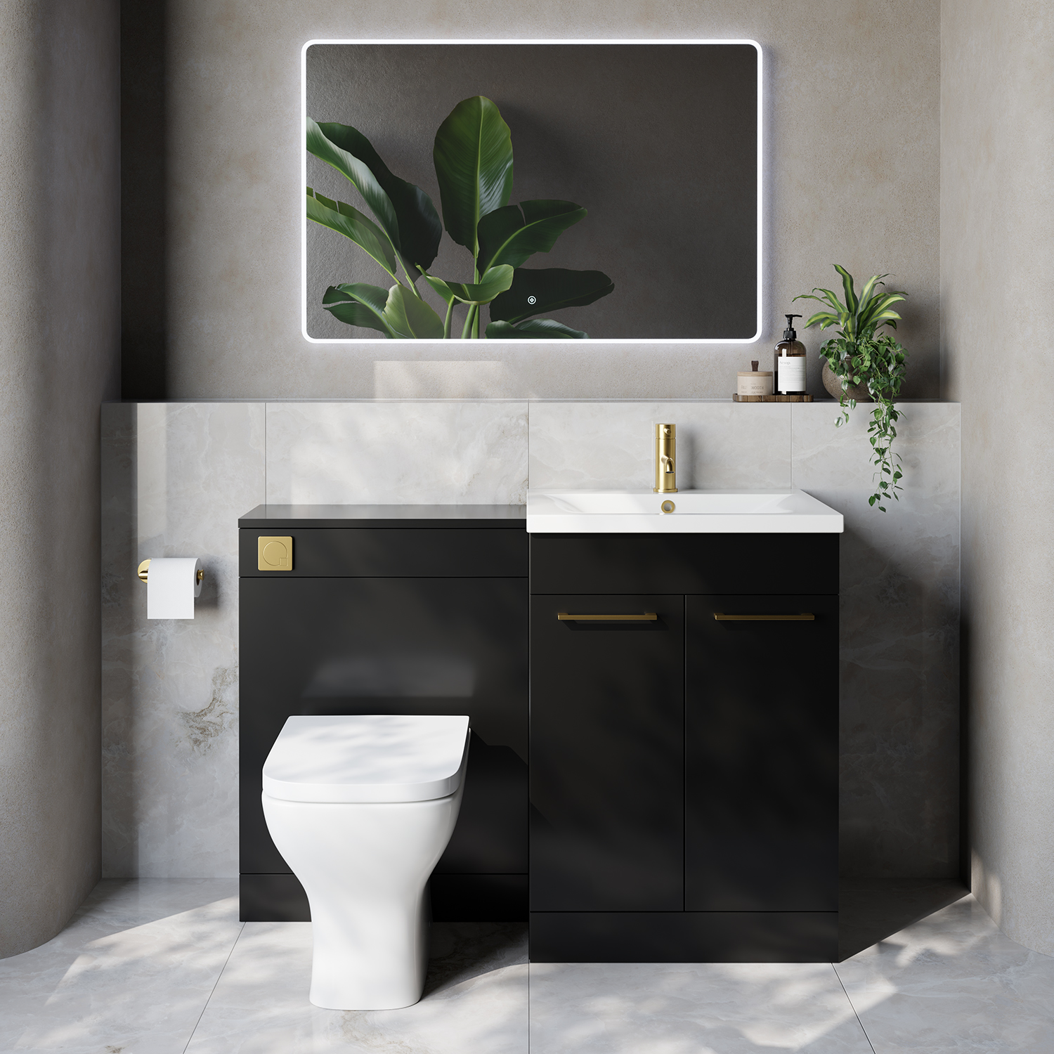 Napoli 460 Cento 2 Door Vanity Unit Toilet Suite with Glide Basin
