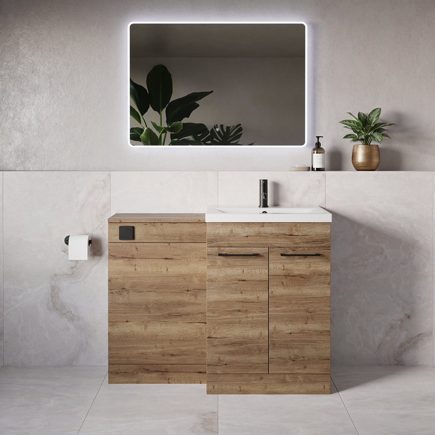Napoli 390 2 Door Vanity Unit Toilet Suite with Glide Basin