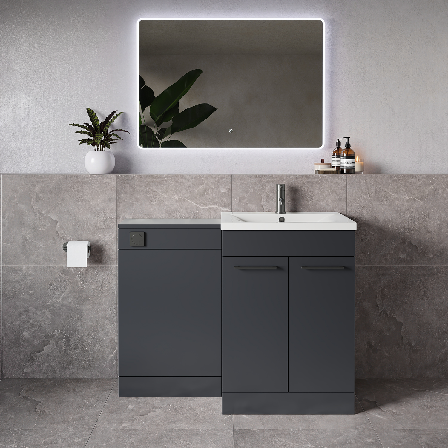 Napoli 460 2 Door Vanity Unit Toilet Suite with Glide Basin