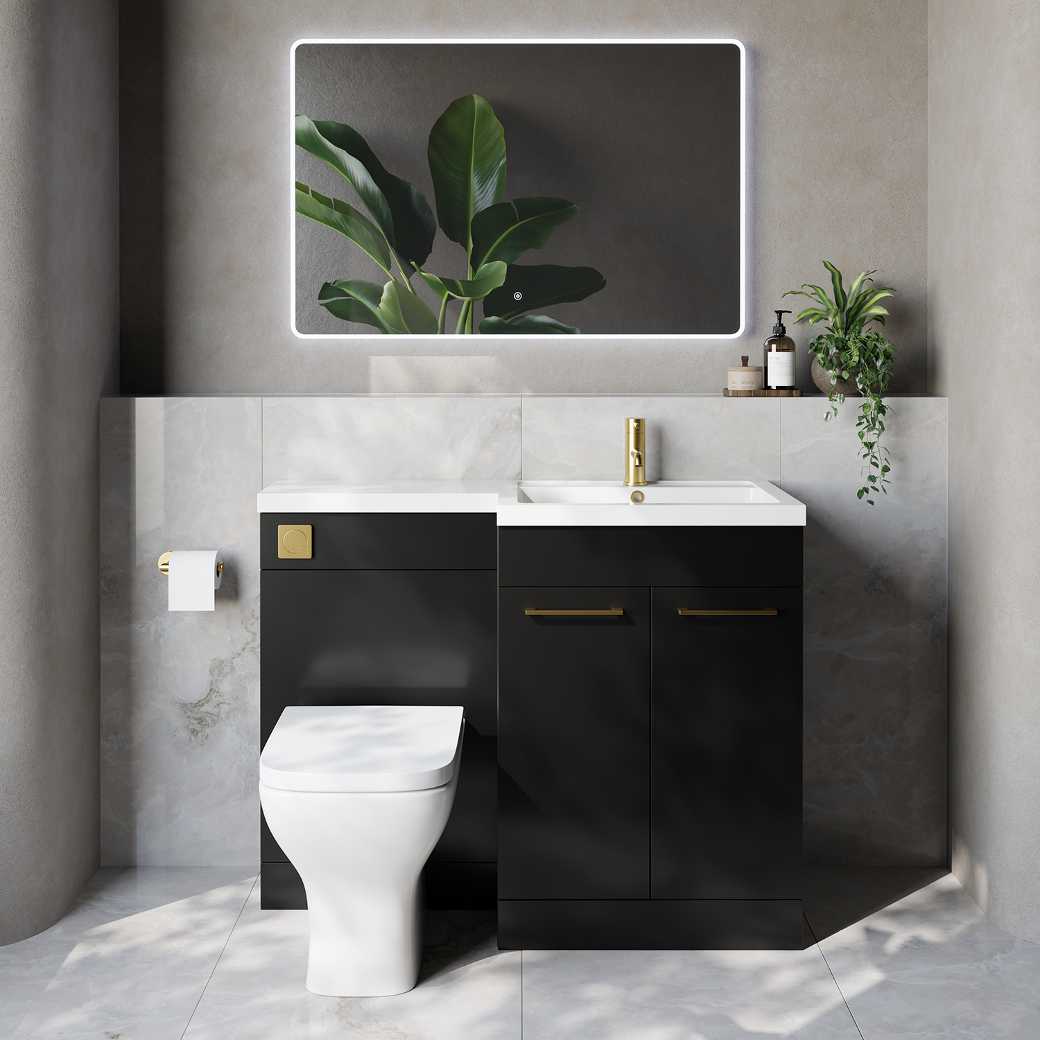Napoli 460 2 Door Vanity Unit Toilet Suite with Right Hand Square Lucia Basin