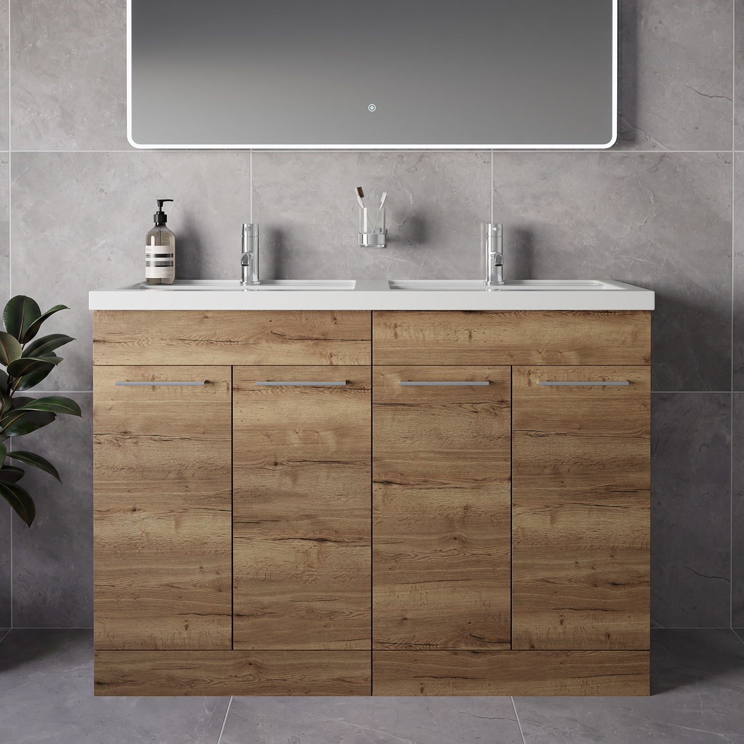Napoli 390 4 Door Vanity Unit with Double Lucia Basins
