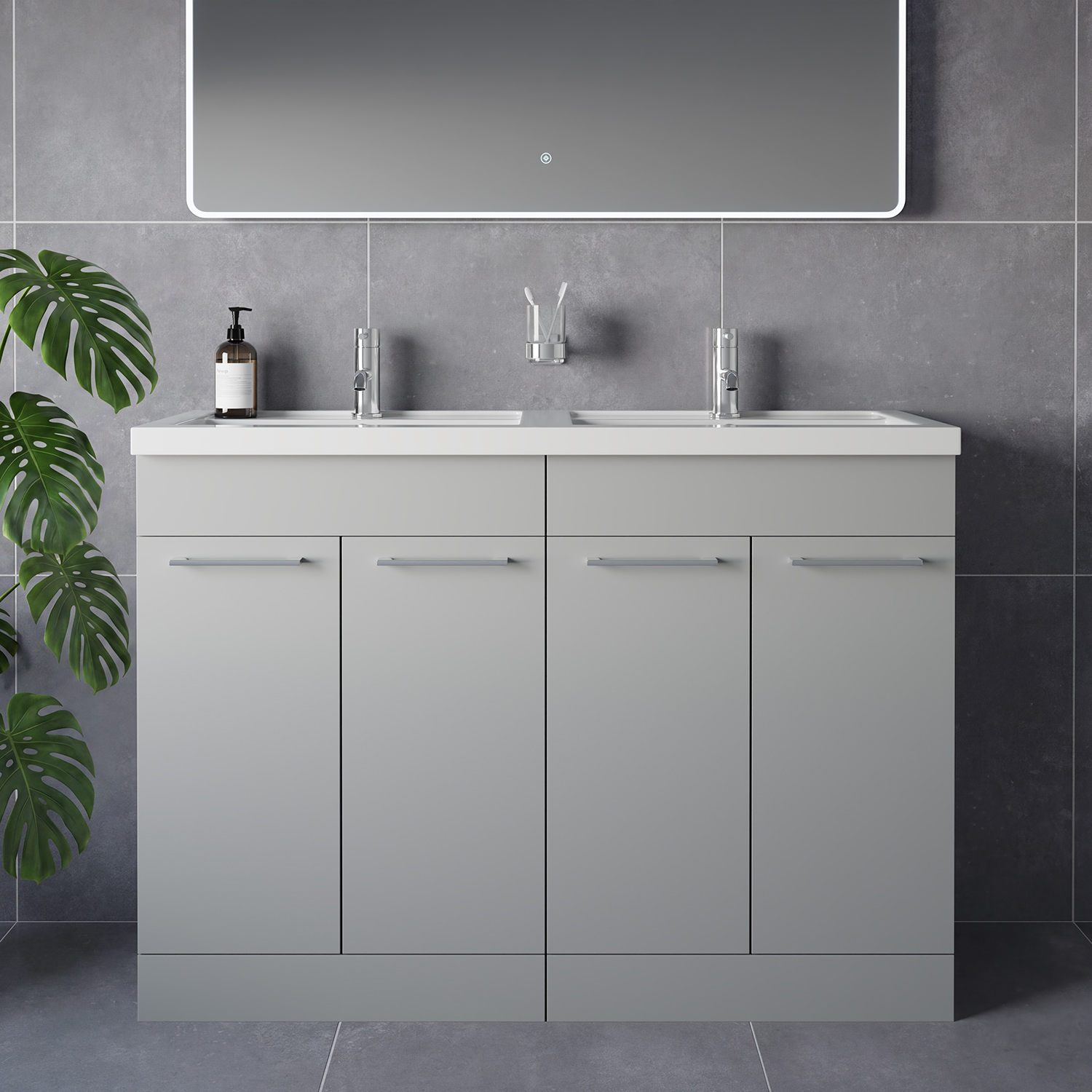 Napoli 390 4 Door Vanity Unit with Double Lucia Basins