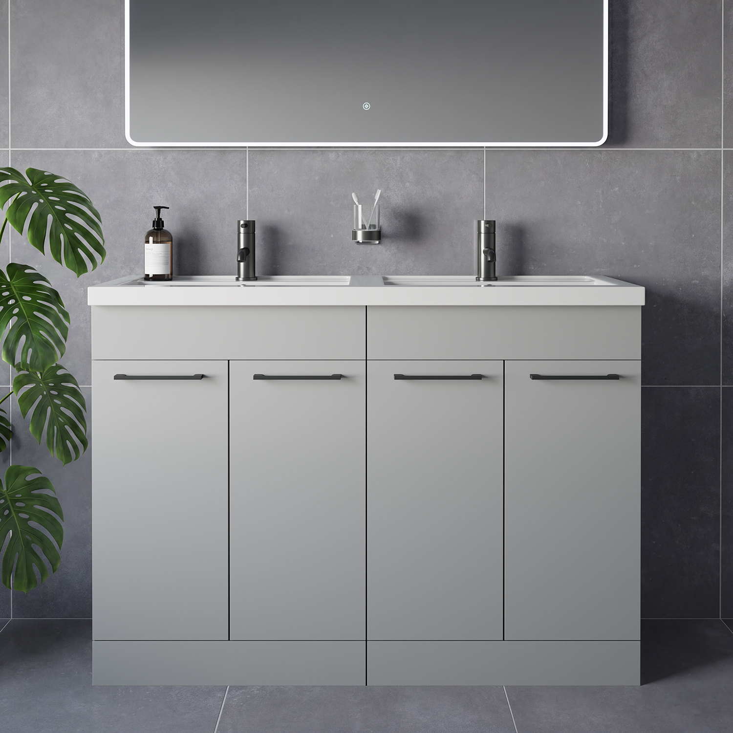 Napoli 390 4 Door Vanity Unit with Double Lucia Basins