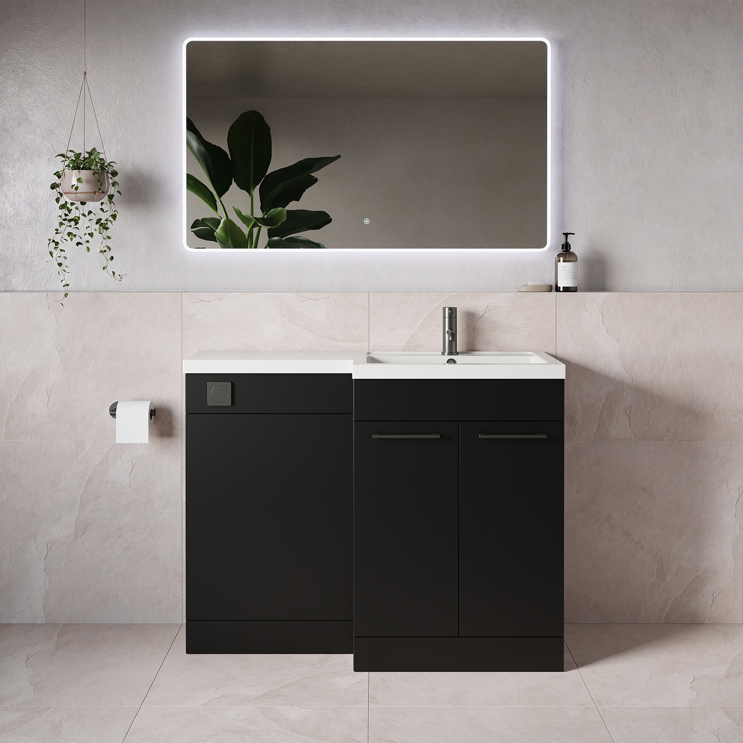 Napoli 390 2 Door Vanity Unit Toilet Suite with Square Right Hand Lucia Basin