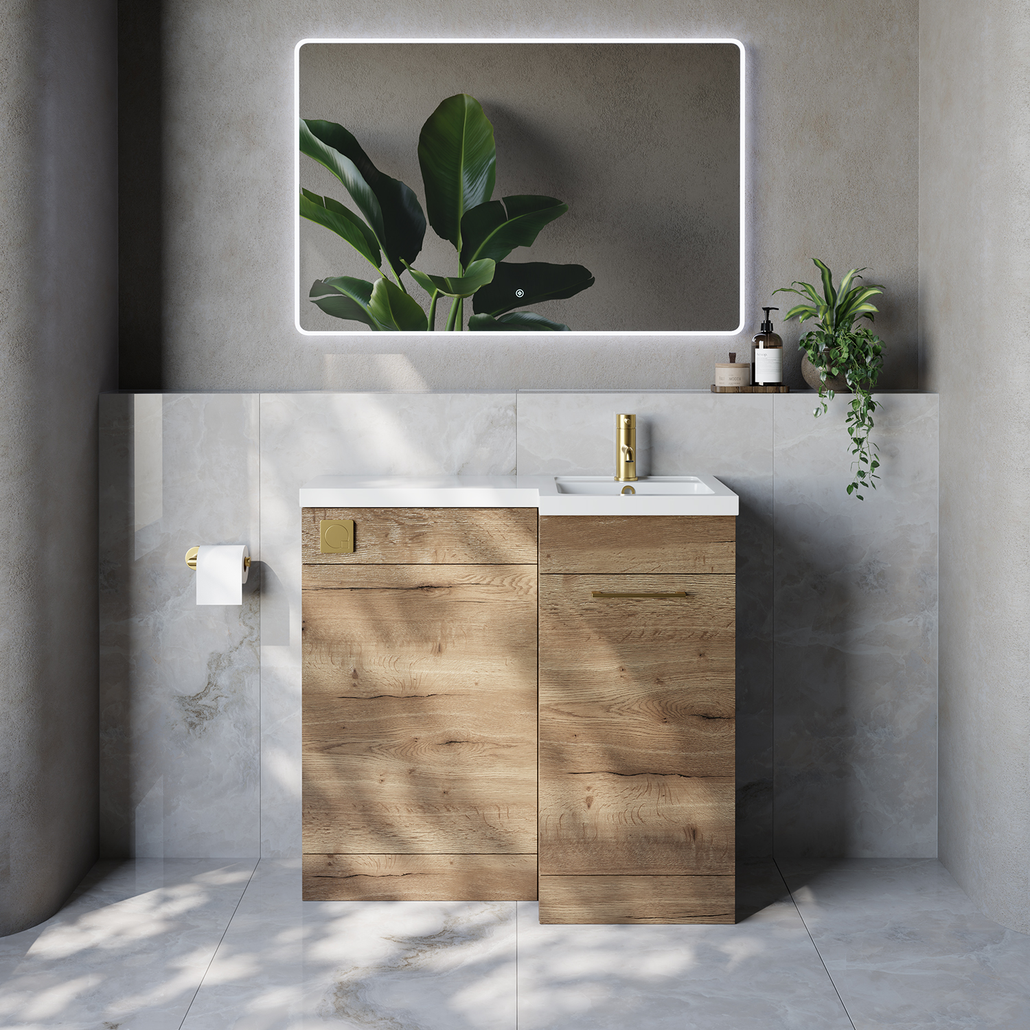 Napoli 390 Single Door Vanity Unit Toilet Suite with Right Hand Square Lucia Basin