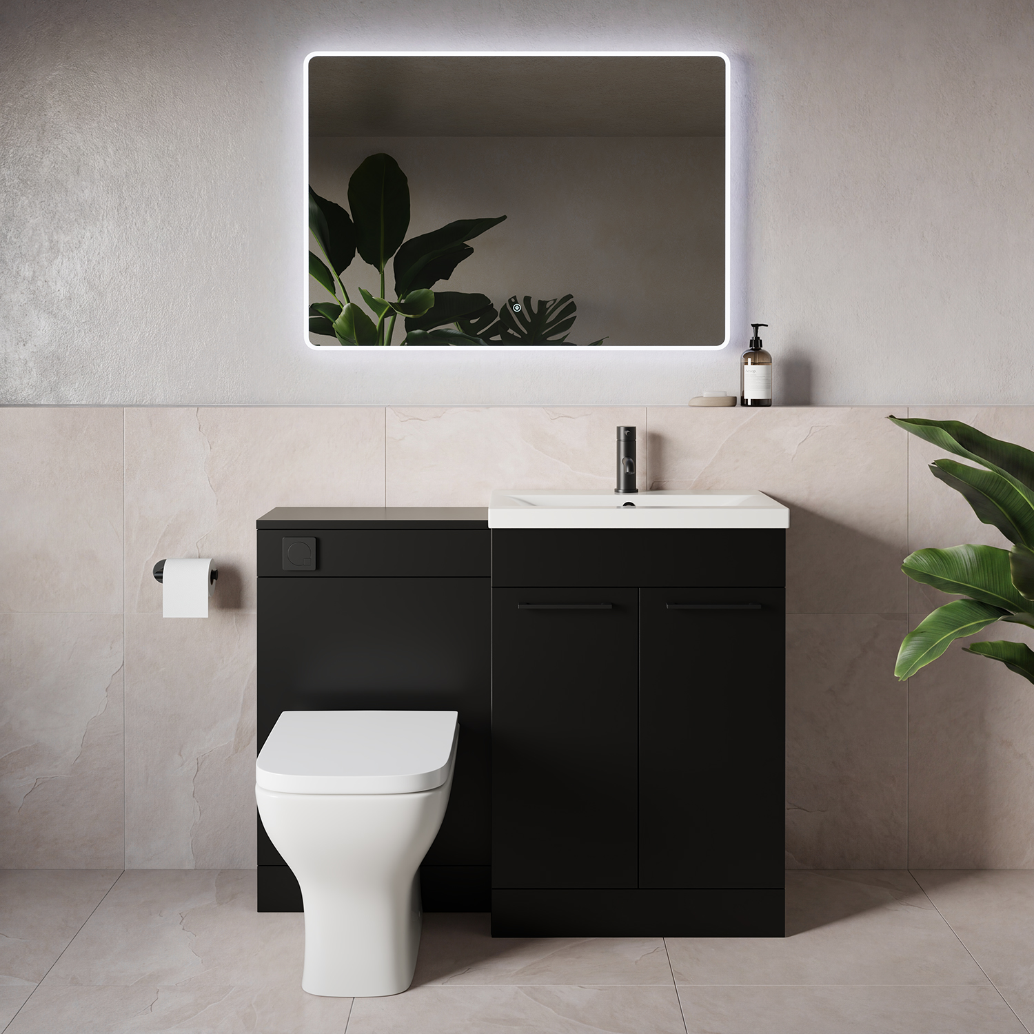Napoli 390 2 Door Vanity Unit Toilet Suite with Glide Basin