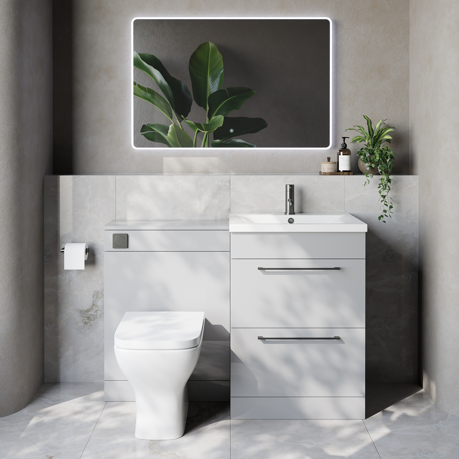 Napoli 460 Cento 2 Drawer Vanity Unit Toilet Suite with Glide Basin
