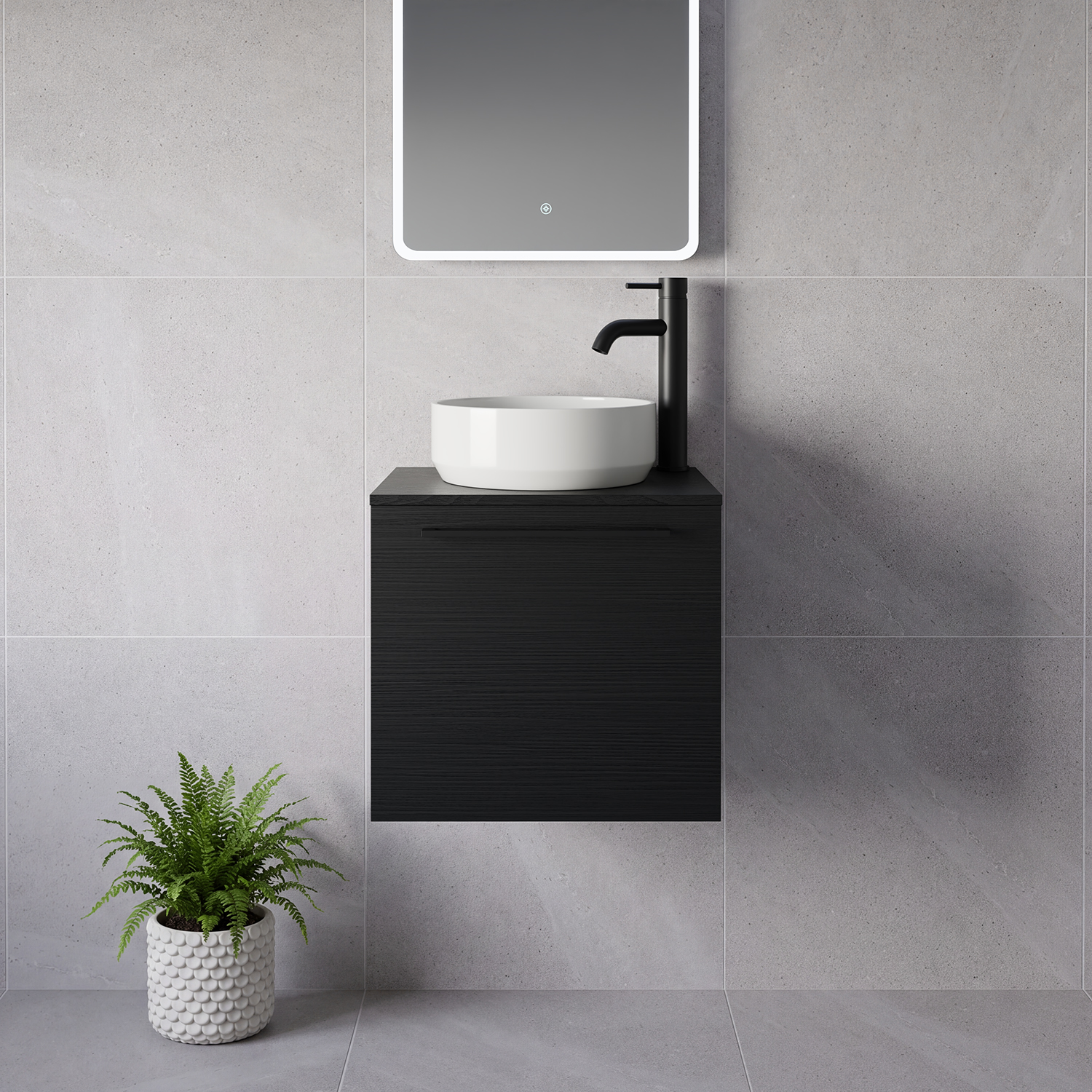 Napoli 390 Wall Mounted Single Drawer Vanity Unit for Countertop Basins