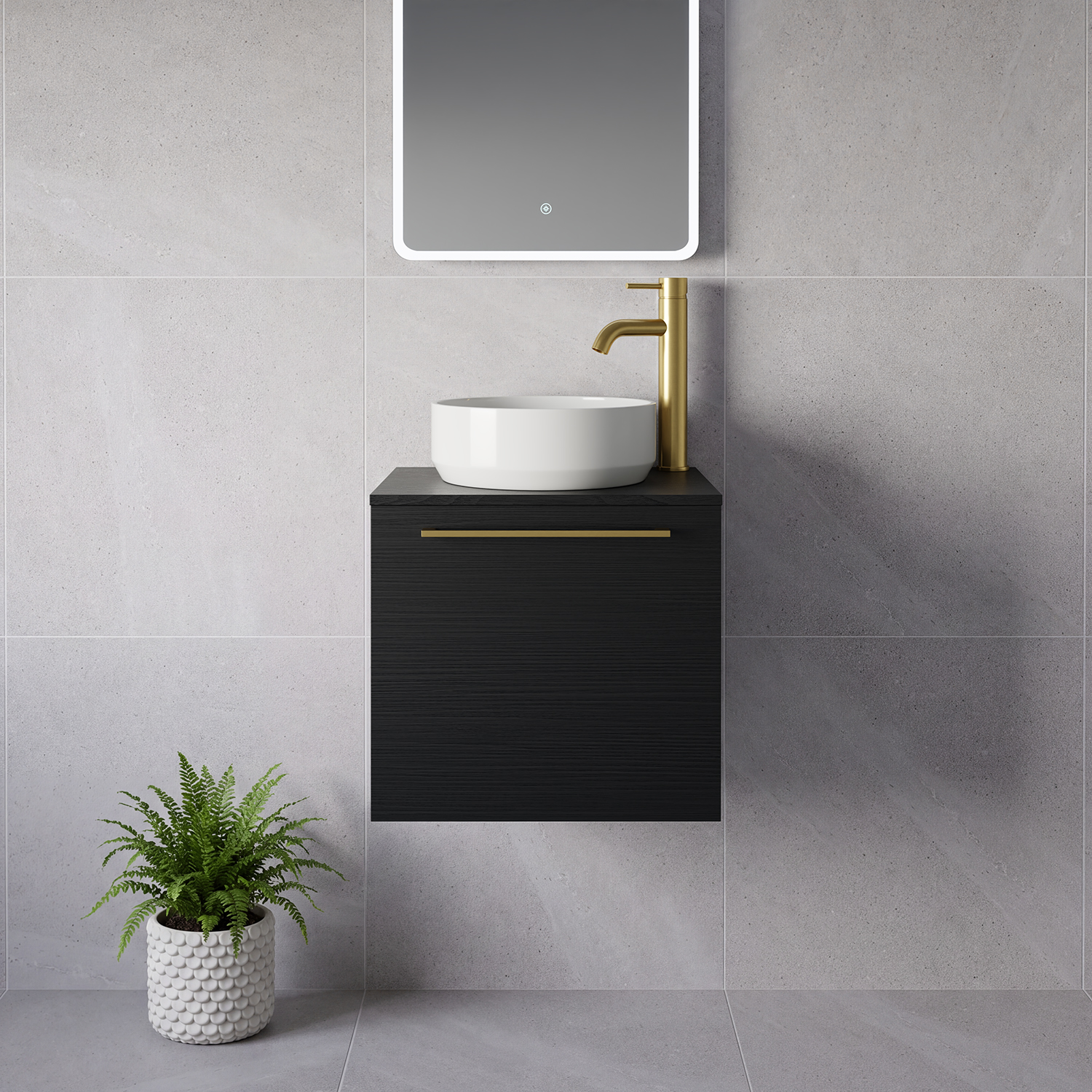 Napoli 390 Wall Mounted Single Drawer Vanity Unit for Countertop Basins