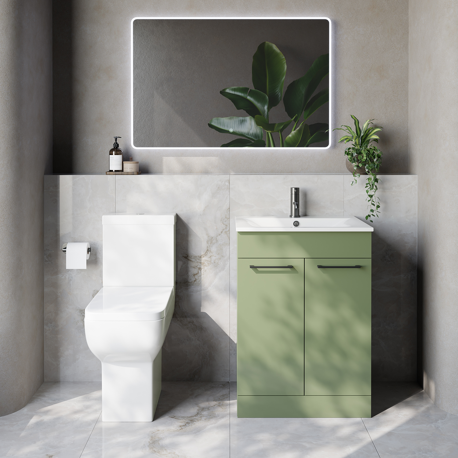 Napoli 460 2 Door Vanity Unit and Tacoma Comfort Height Toilet Suite with Angel Basin