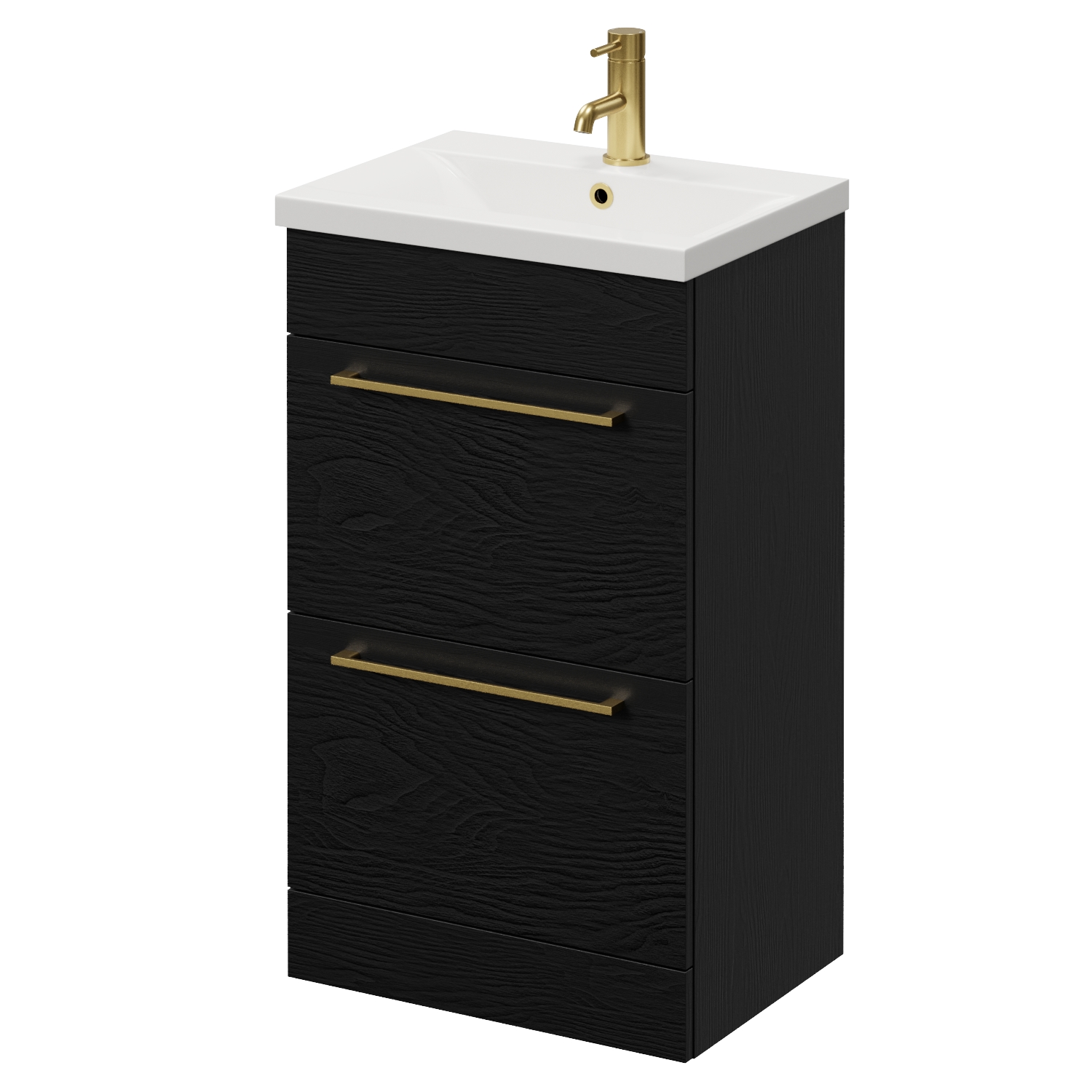 Napoli Nero Oak 390 2 Drawer Vanity Unit With Glide Basin | | Mdf | 500Mm