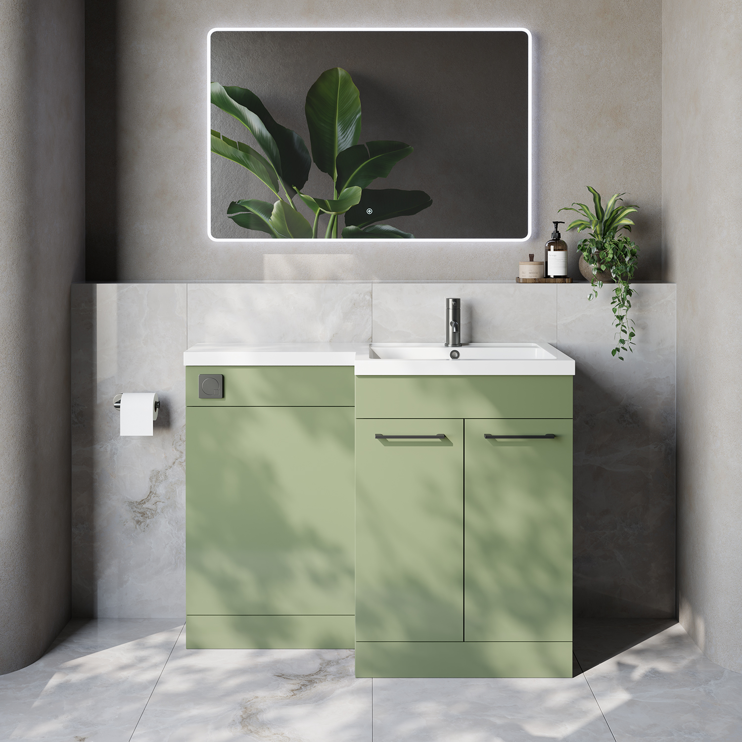 Napoli 460 2 Door Vanity Unit Toilet Suite with Right Hand Square Lucia Basin