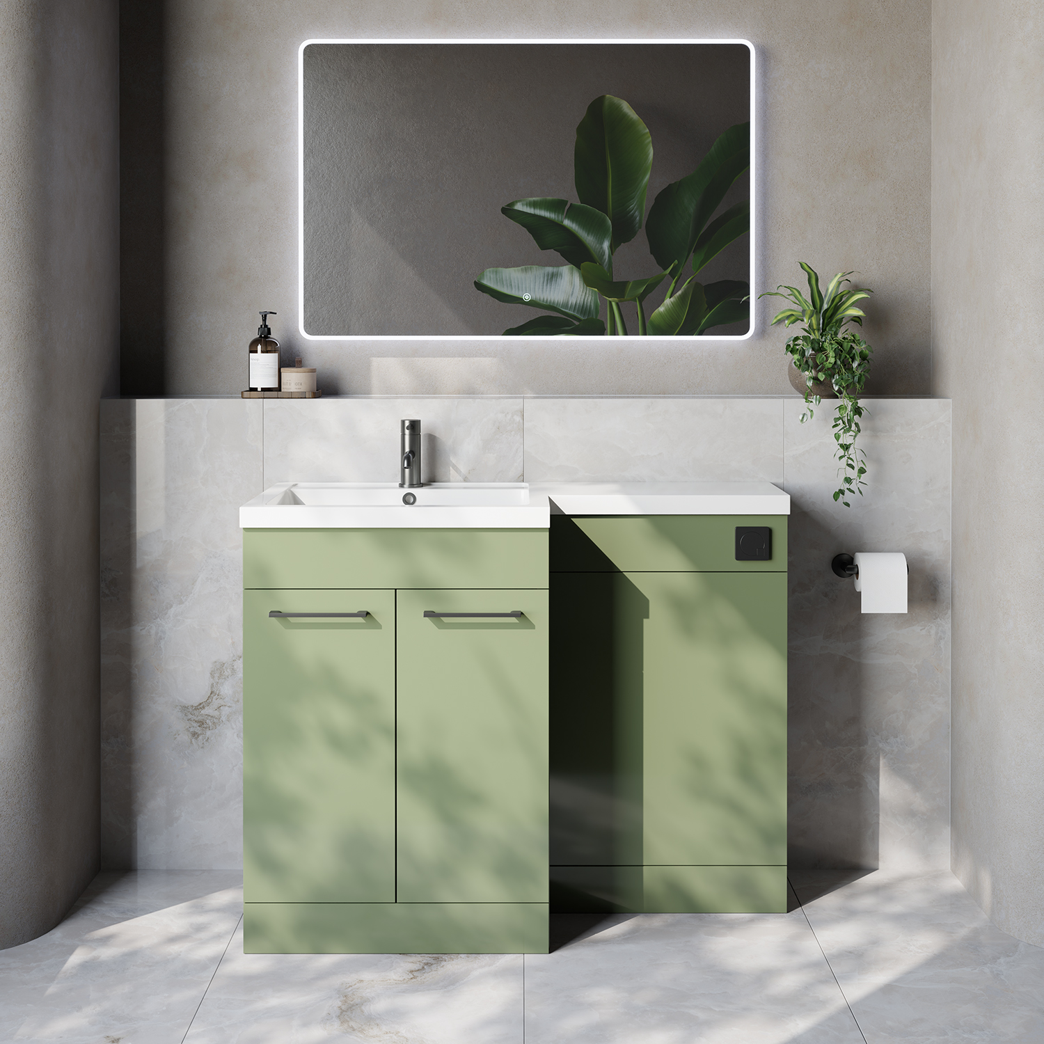 Napoli 460 2 Door Vanity Unit Toilet Suite with Left Hand Square Lucia Basin