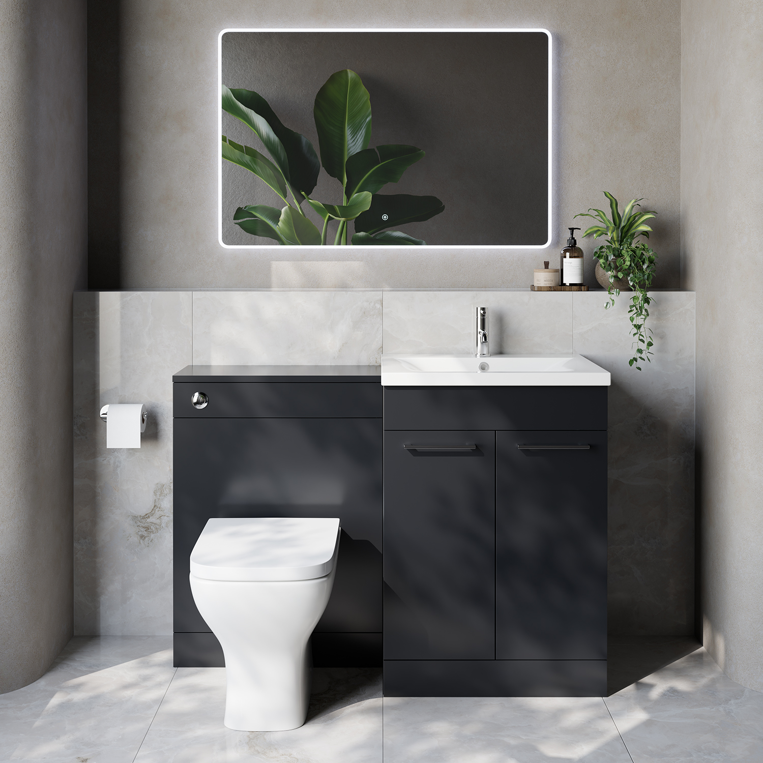 Napoli 460 Cento 2 Door Vanity Unit Toilet Suite with Glide Basin