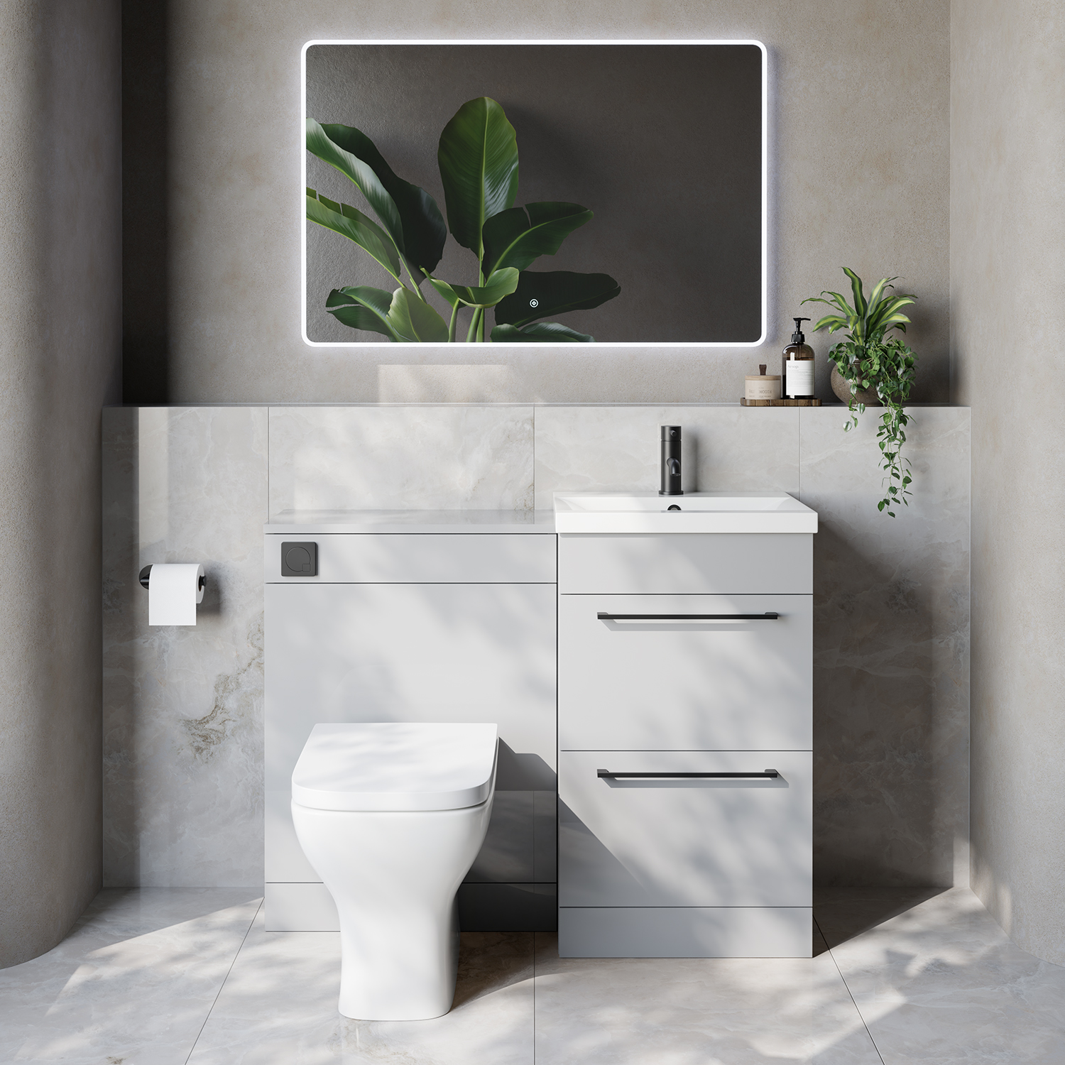 Napoli 390 Cento 2 Drawer Vanity Unit Toilet Suite with Glide Basin