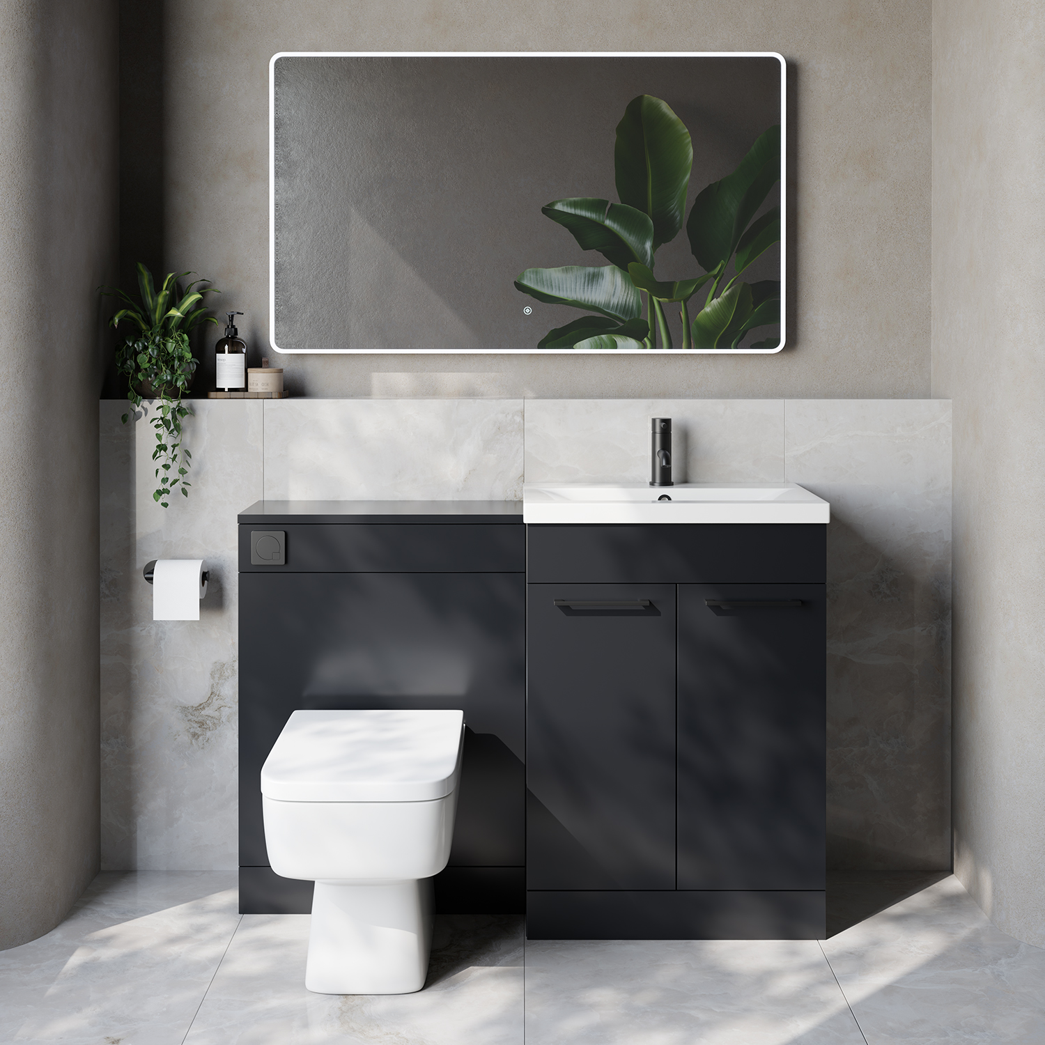 Napoli 390 Cento 2 Door Vanity Unit Toilet Suite with Glide Basin