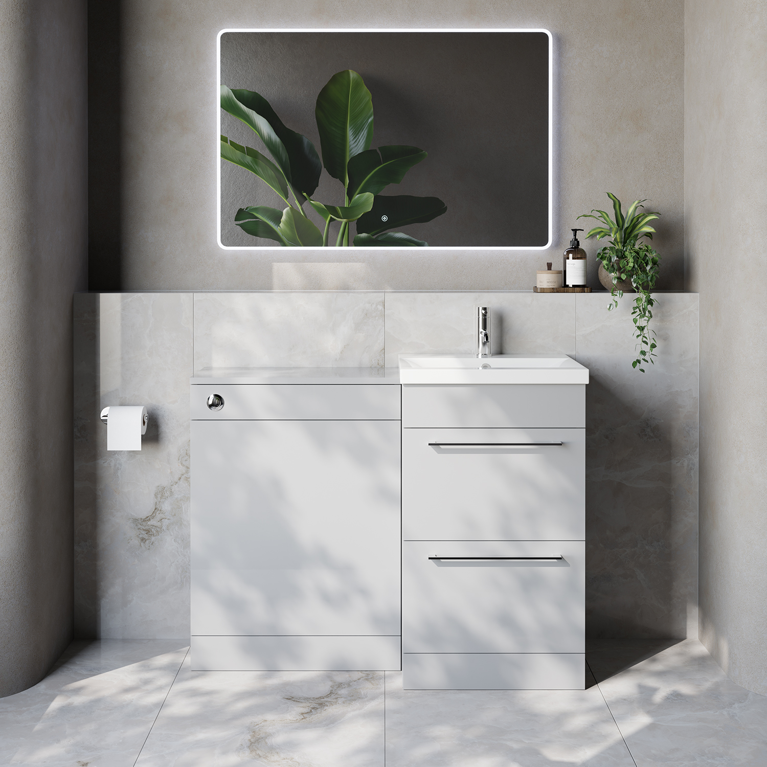 Napoli 390 Cento 2 Drawer Vanity Unit Toilet Suite with Glide Basin