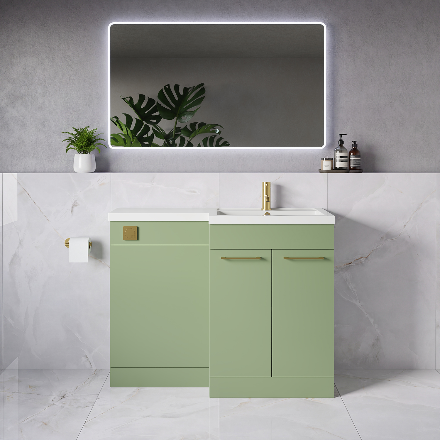 Napoli 390 2 Door Vanity Unit Toilet Suite with Square Right Hand Lucia Basin
