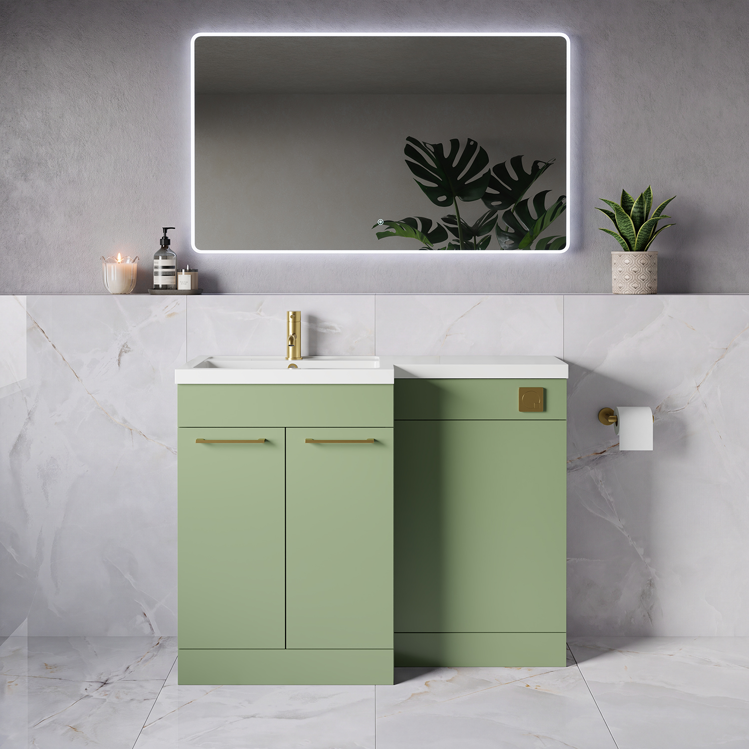 Napoli 390 2 Door Vanity Unit Toilet Suite with Square Left Hand Lucia Basin