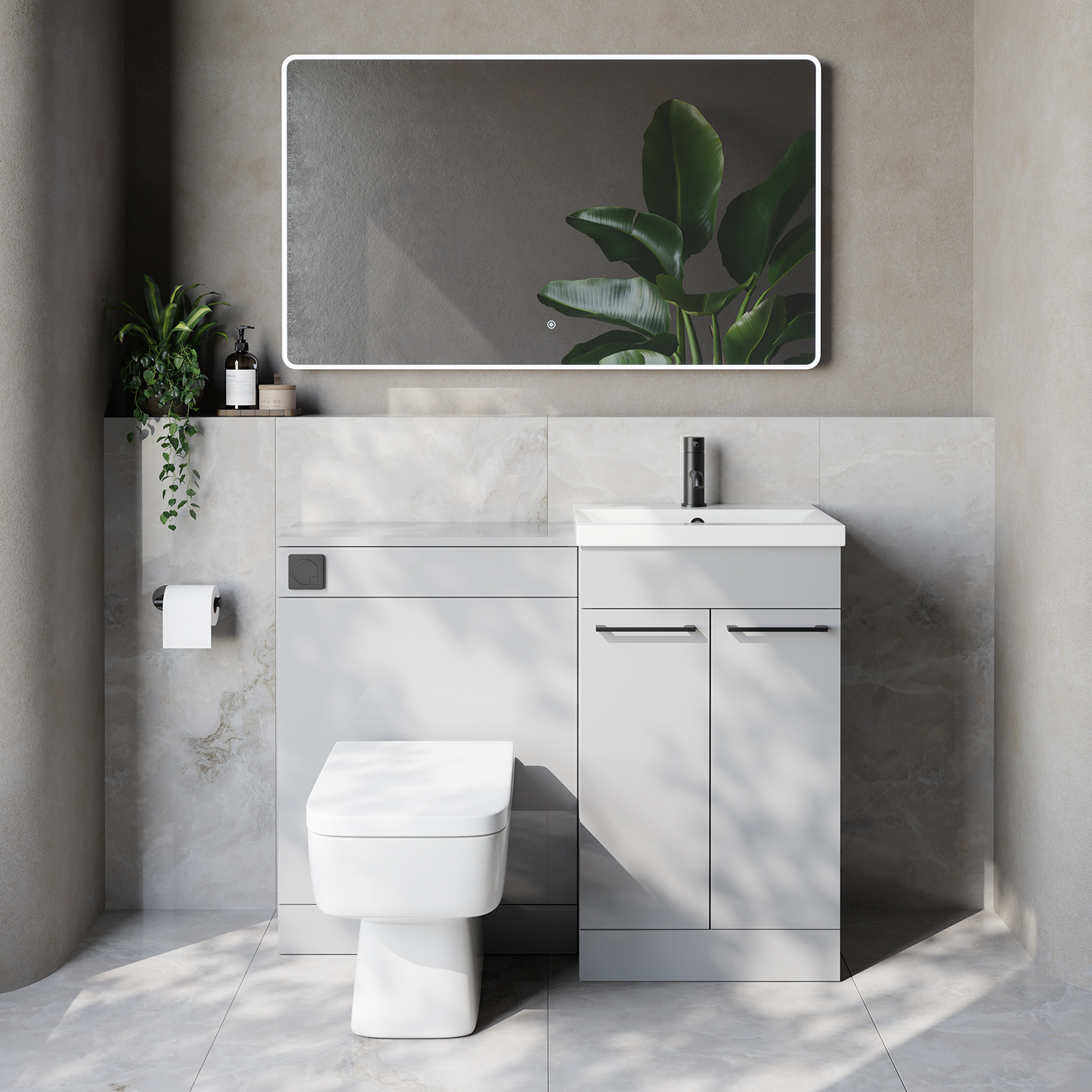 Napoli 390 Cento 2 Door Vanity Unit Toilet Suite with Glide Basin