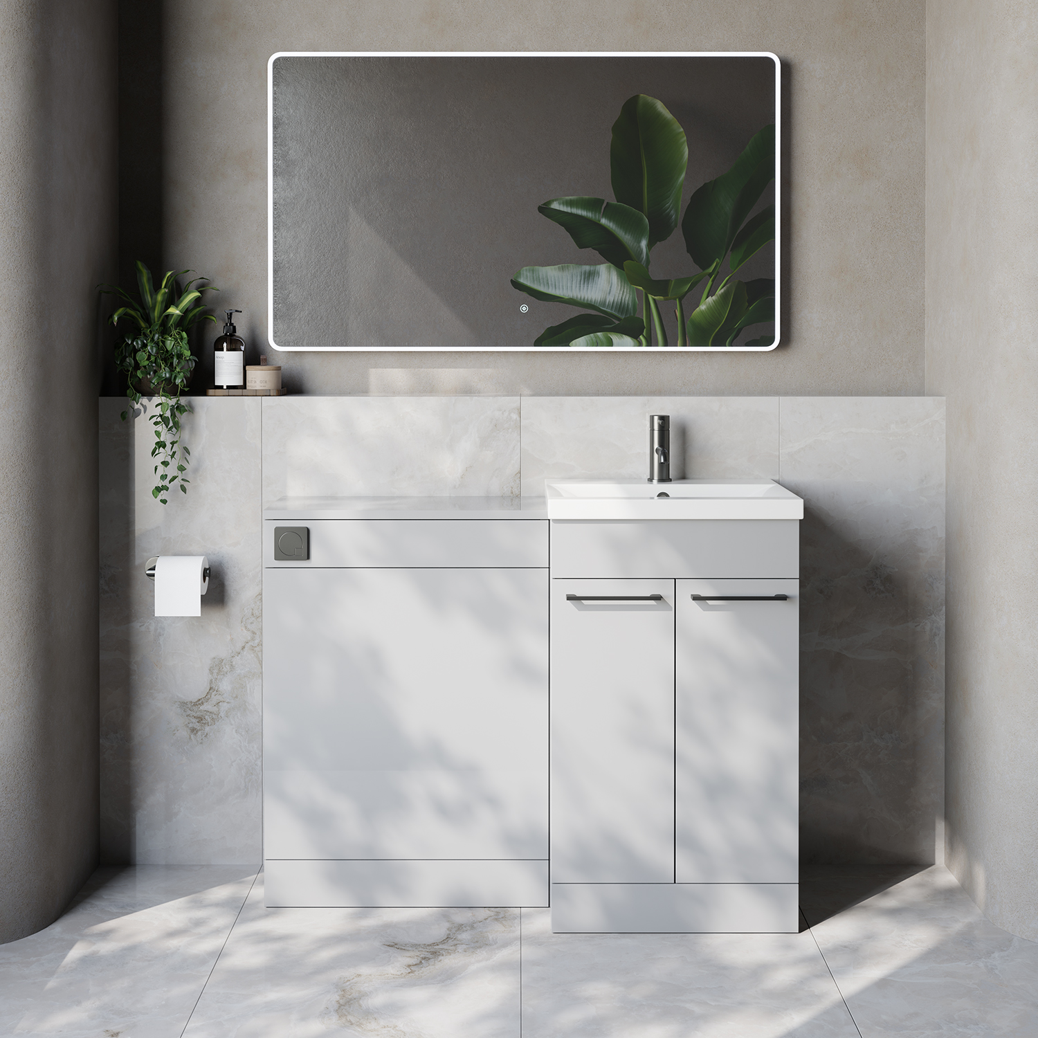 Napoli 390 Cento 2 Door Vanity Unit Toilet Suite with Glide Basin