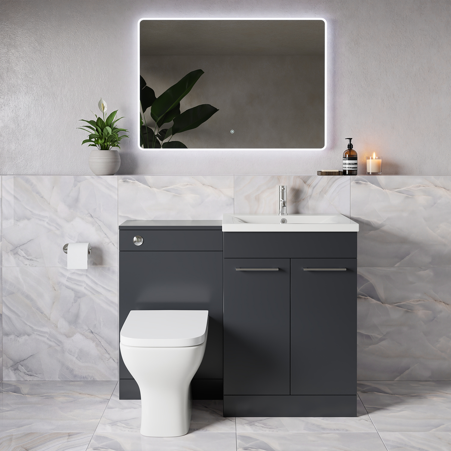Napoli 460 2 Door Vanity Unit Toilet Suite with Glide Basin