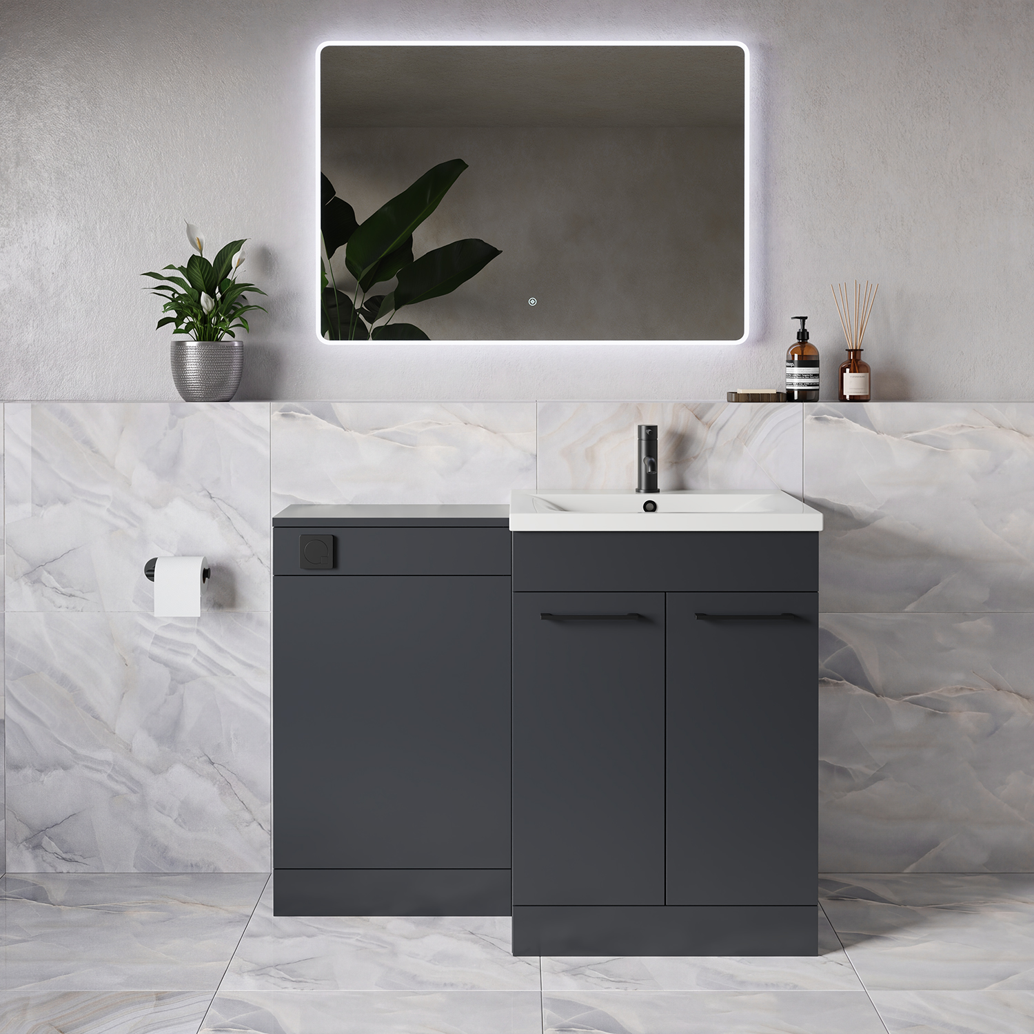 Napoli 460 2 Door Vanity Unit Toilet Suite with Glide Basin