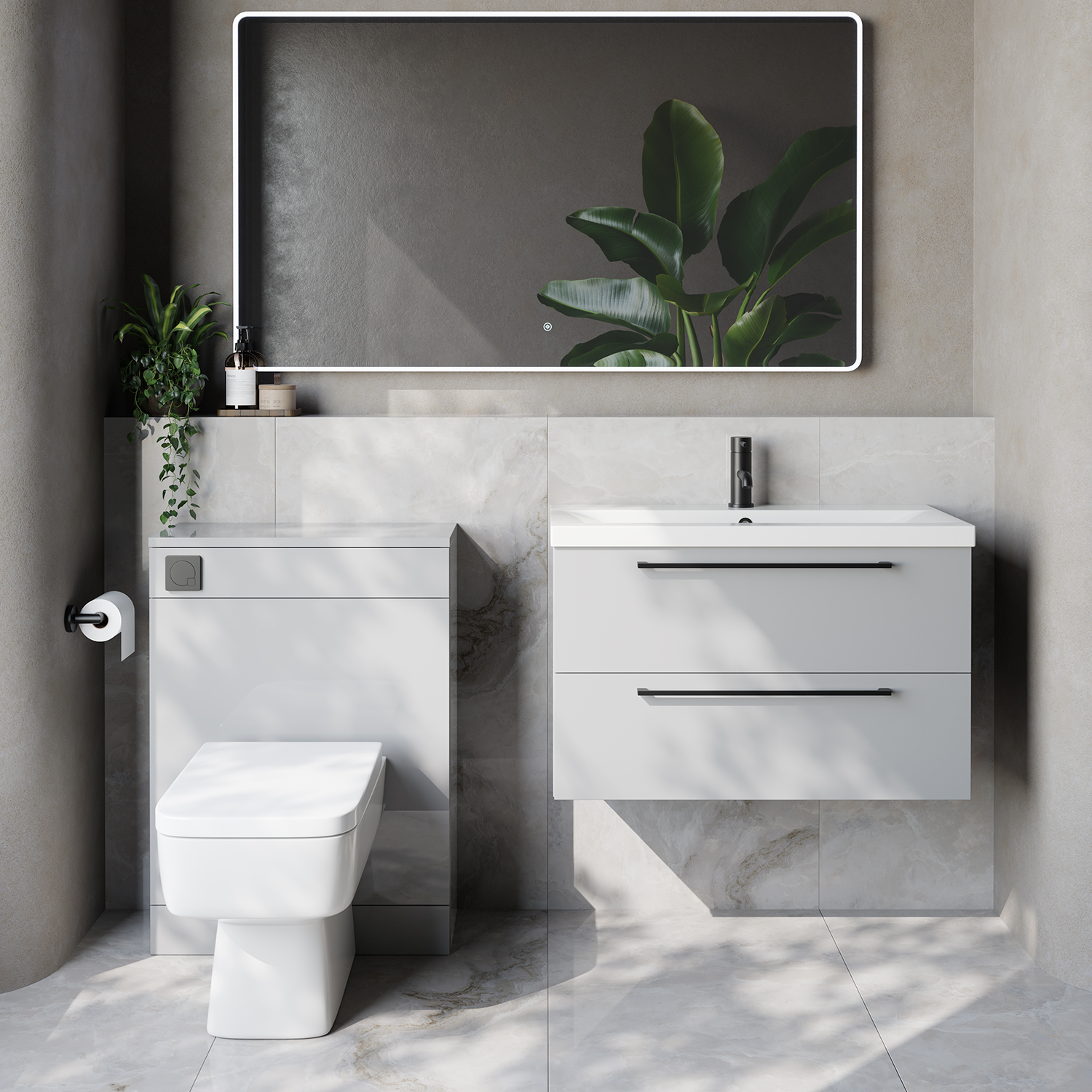 Napoli 390 Cento Wall Mounted 2 Drawer Vanity Unit and Toilet Suite with Glide Basin