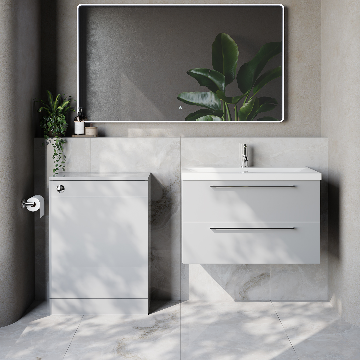 Napoli 390 Cento Wall Mounted 2 Drawer Vanity Unit and Toilet Suite with Glide Basin