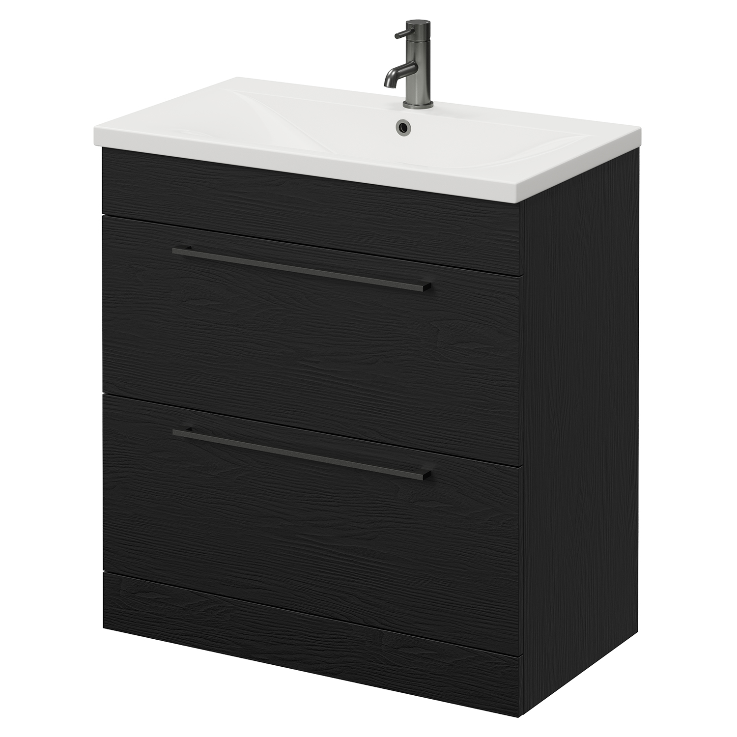 Napoli Nero Oak 460 2 Drawer Vanity Unit With Glide Basin | | Mdf | 800Mm