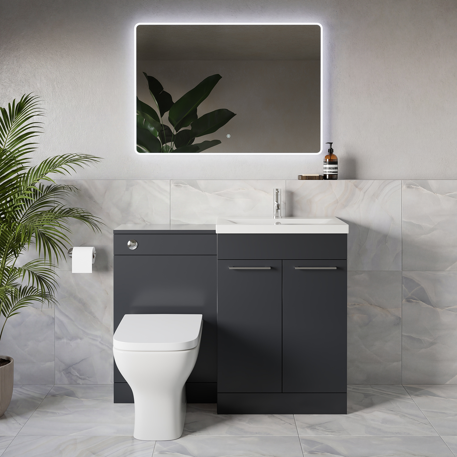 Napoli 390 2 Door Vanity Unit Toilet Suite with Glide Basin