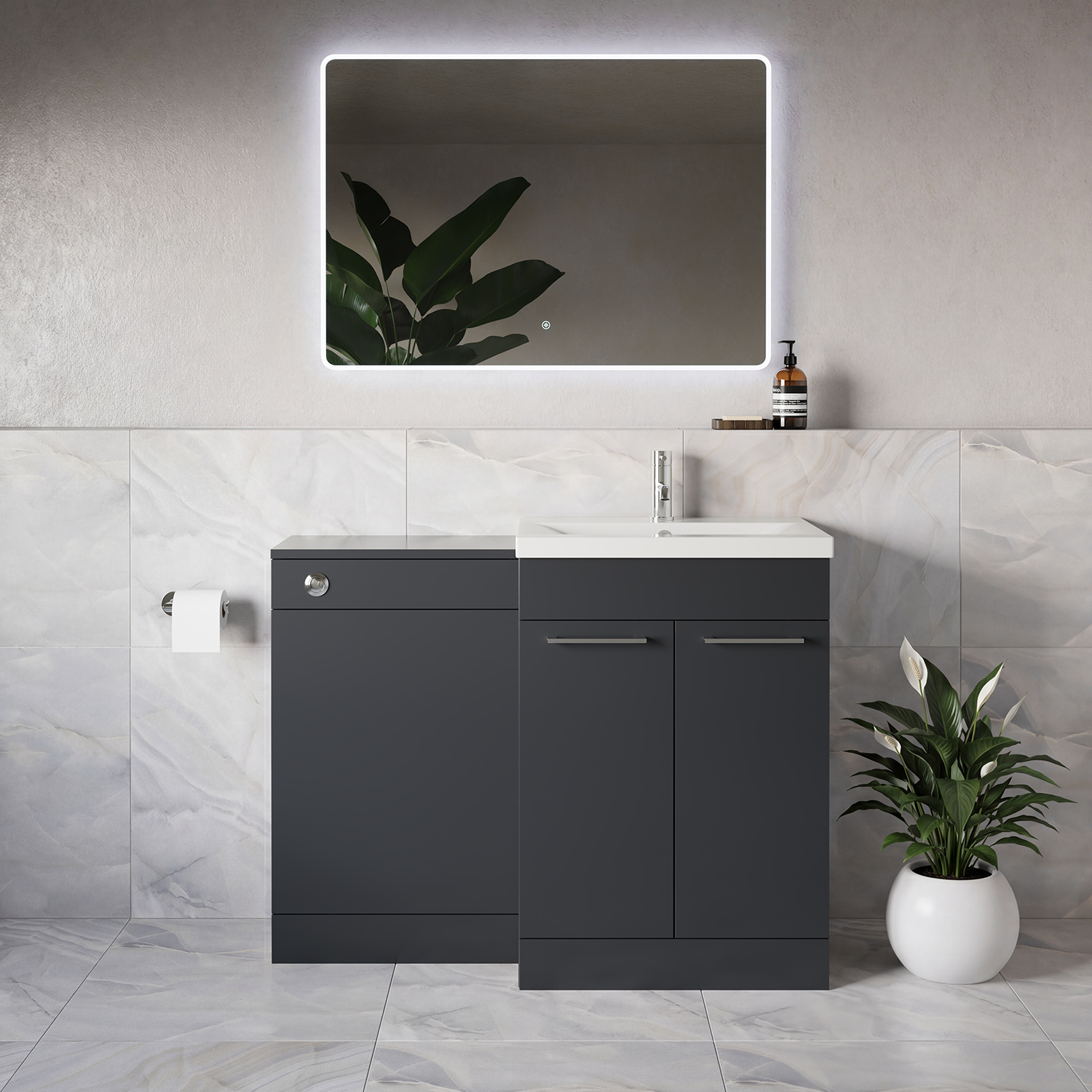 Napoli 390 2 Door Vanity Unit Toilet Suite with Glide Basin
