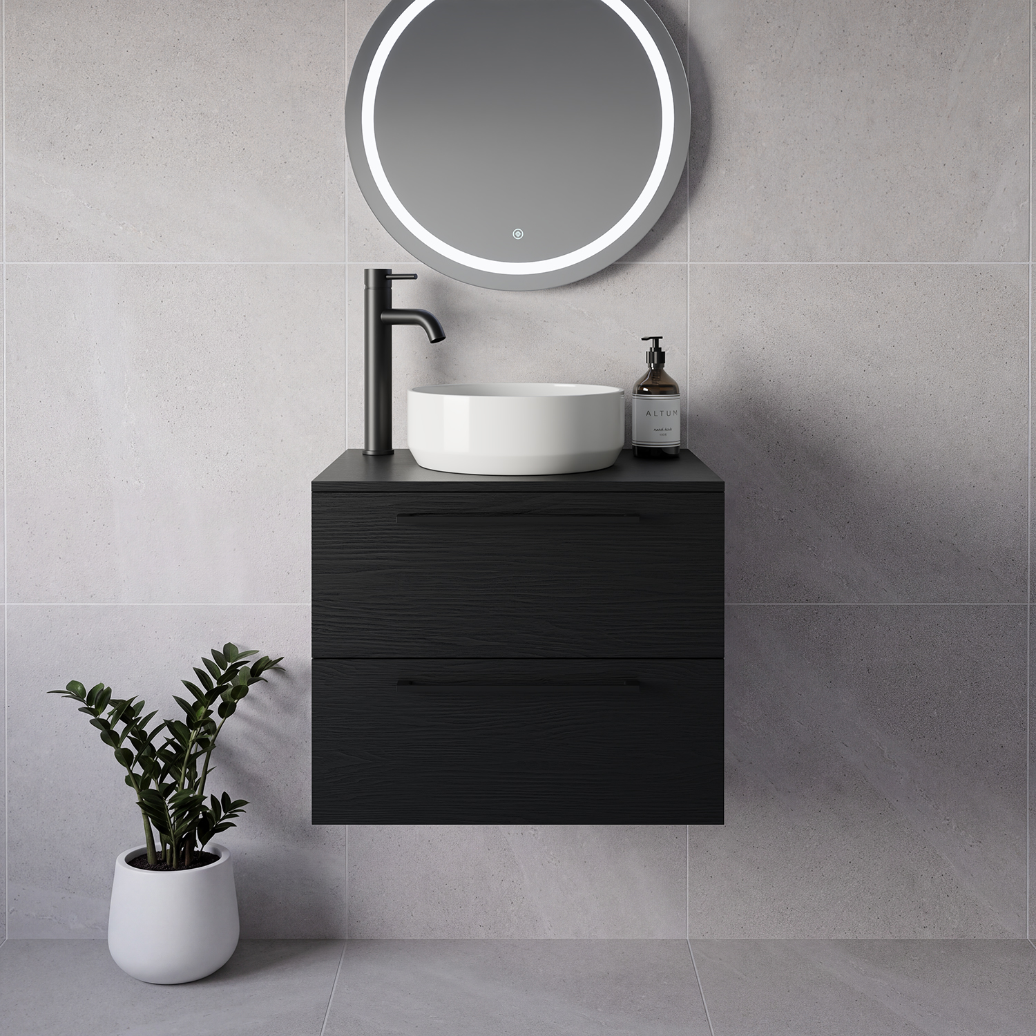 Napoli 460 Wall Mounted 2 Drawer Vanity Unit for Countertop Basins