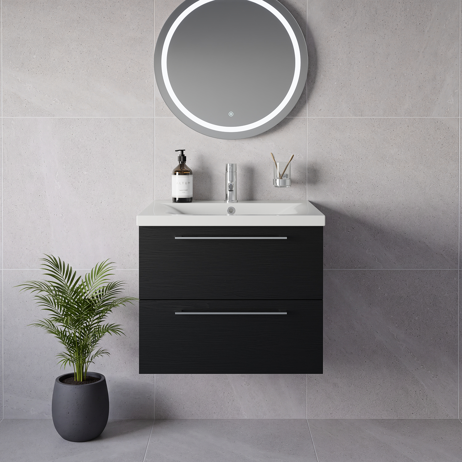 Napoli 460 Wall Mounted 2 Drawer Vanity Unit with Glide Basin