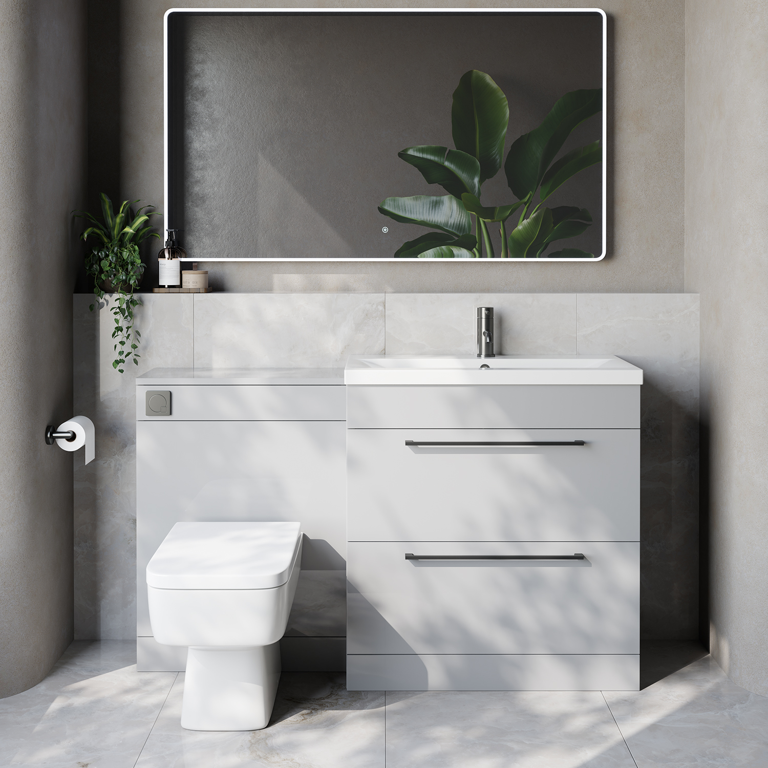 Napoli 390 Cento 2 Drawer Vanity Unit Toilet Suite with Glide Basin