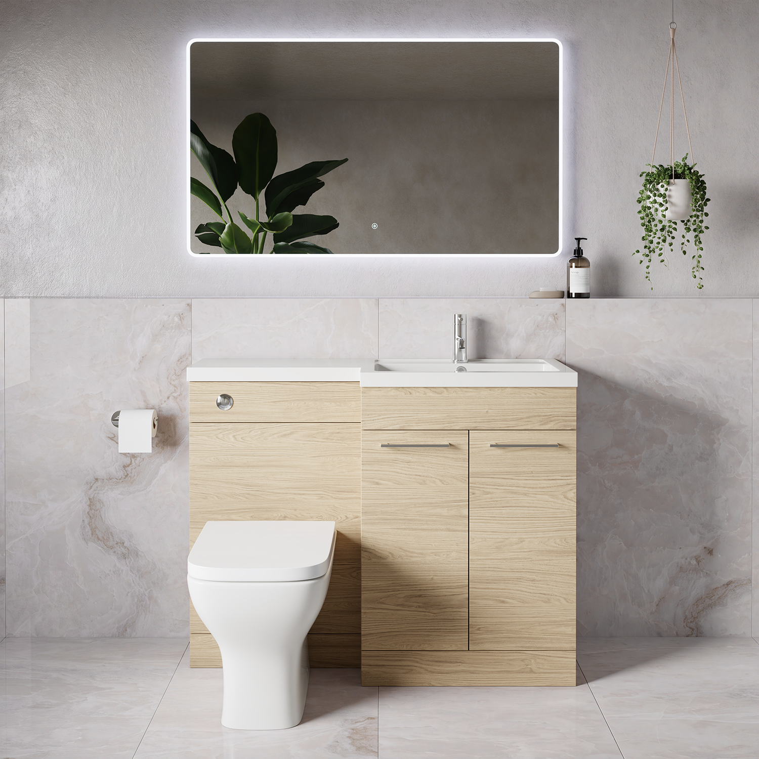 Napoli 390 2 Door Vanity Unit Toilet Suite with Square Right Hand Lucia Basin